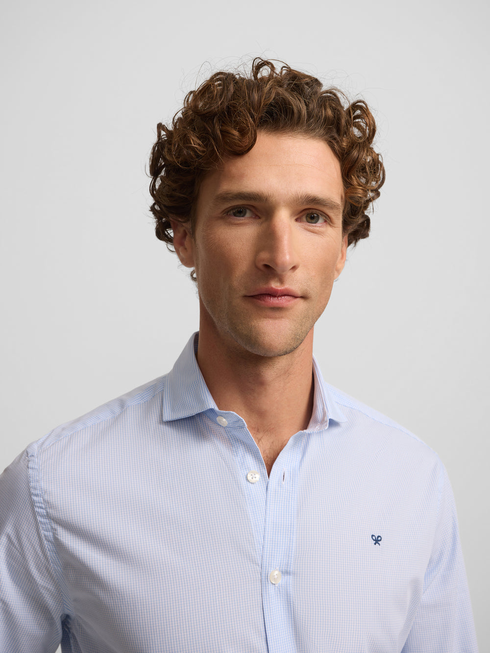 Classic sport shirt light blue check