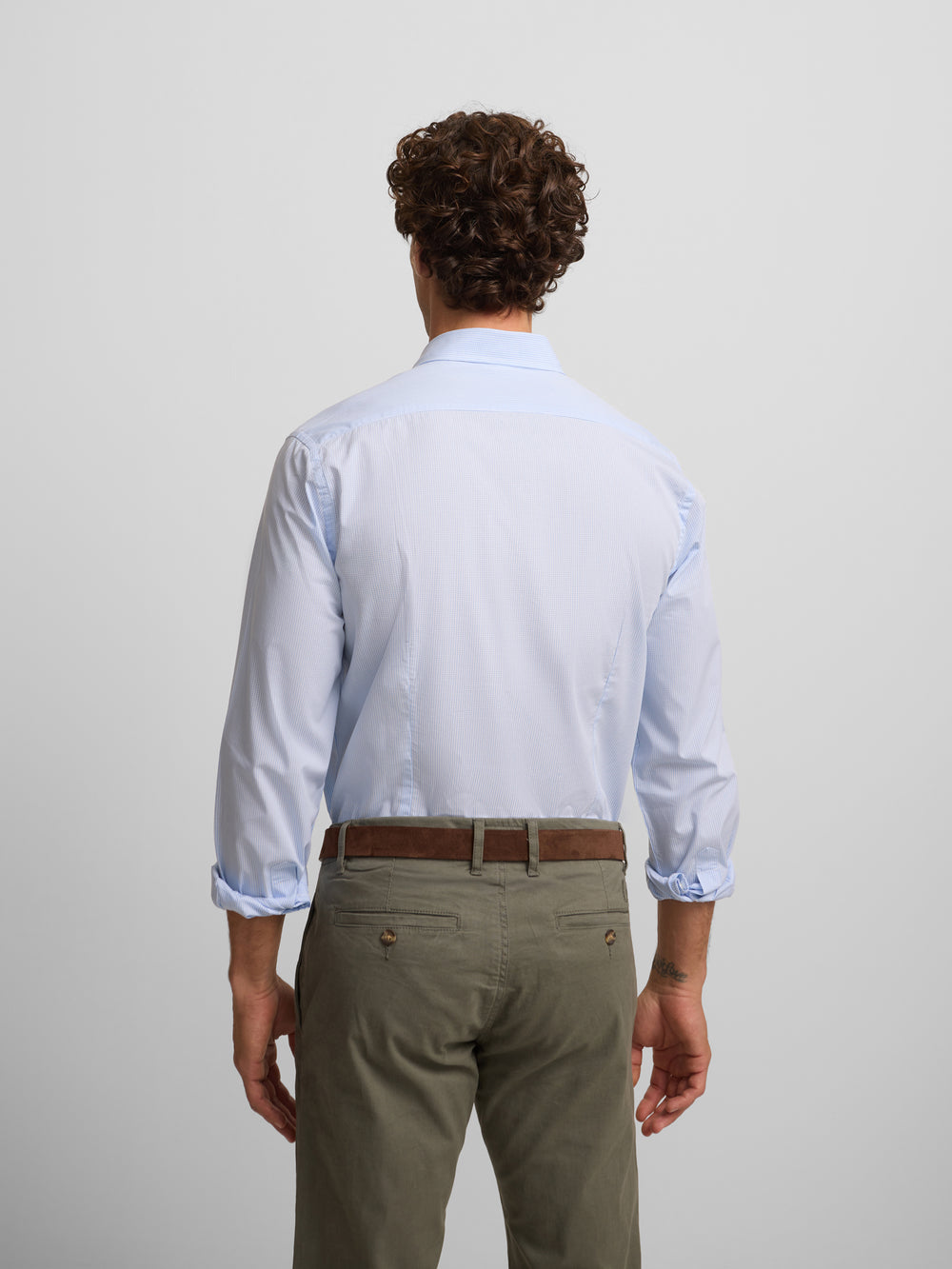 Classic sport shirt light blue check