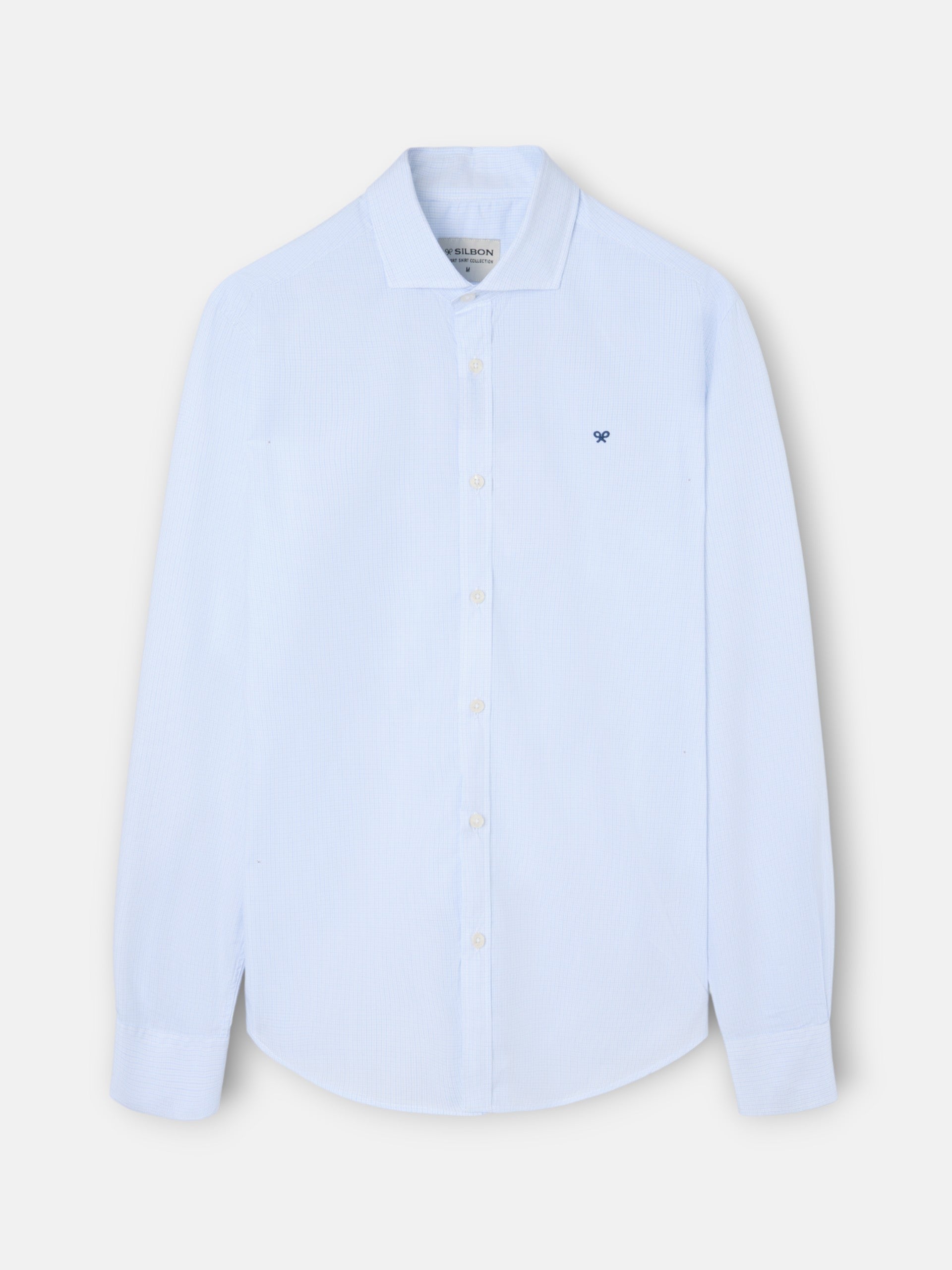 classic sport shirt, mini checkered light blue