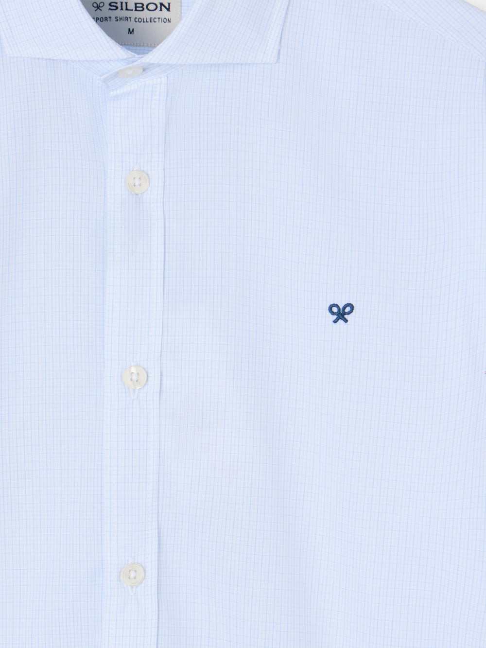 classic sport shirt, mini checkered light blue
