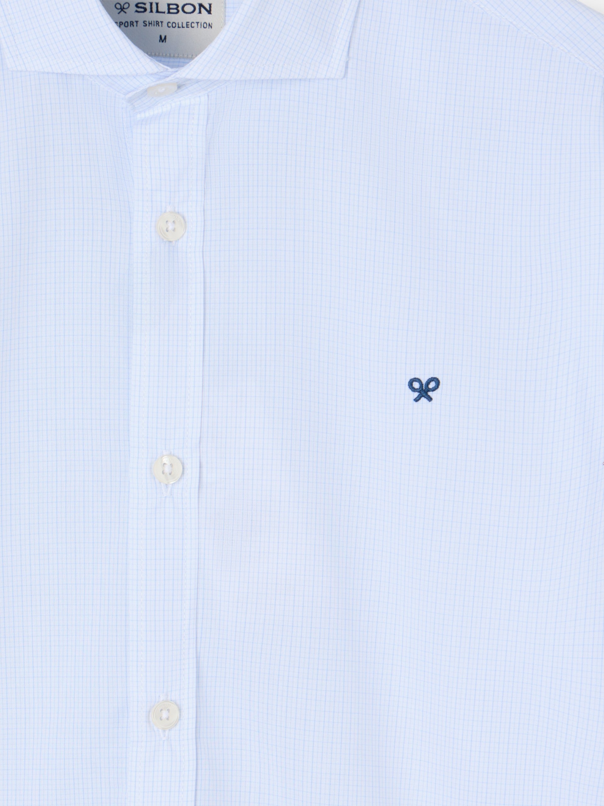 classic sport shirt, mini checkered light blue
