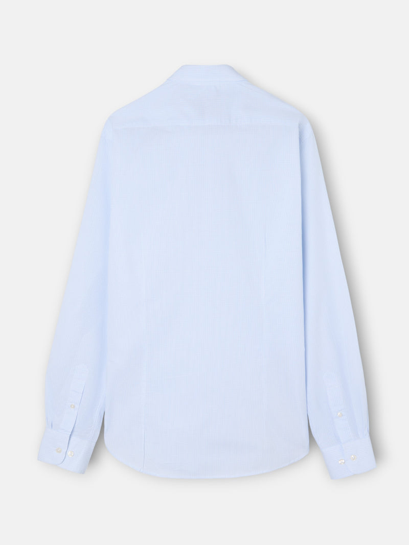 Camisa sport clássica mini xadrez azul-claro