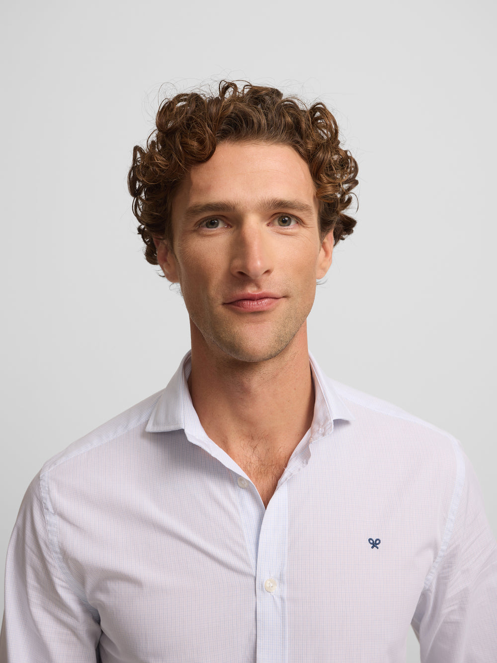 classic sport shirt, mini checkered light blue