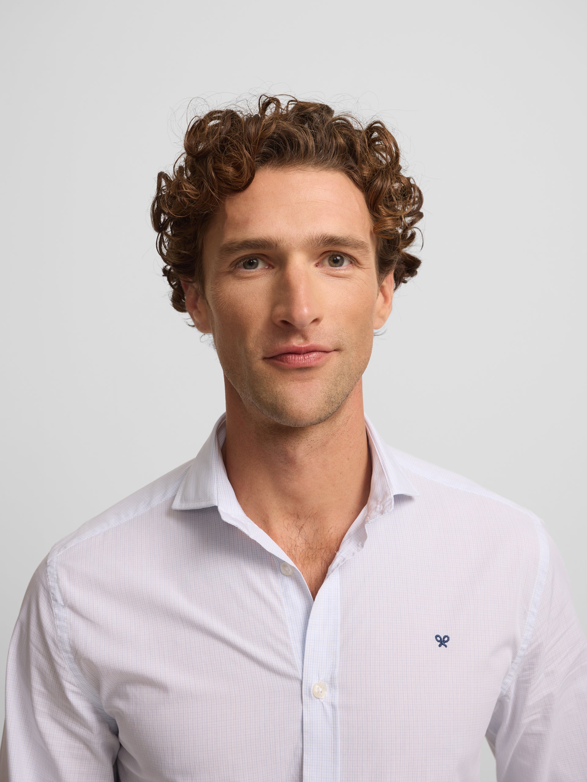 classic sport shirt, mini checkered light blue