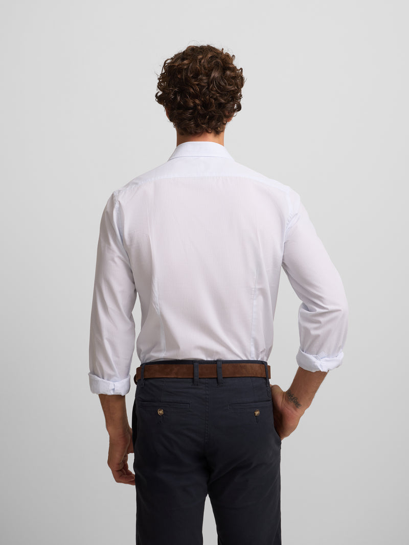 Camisa sport clássica mini xadrez azul-claro