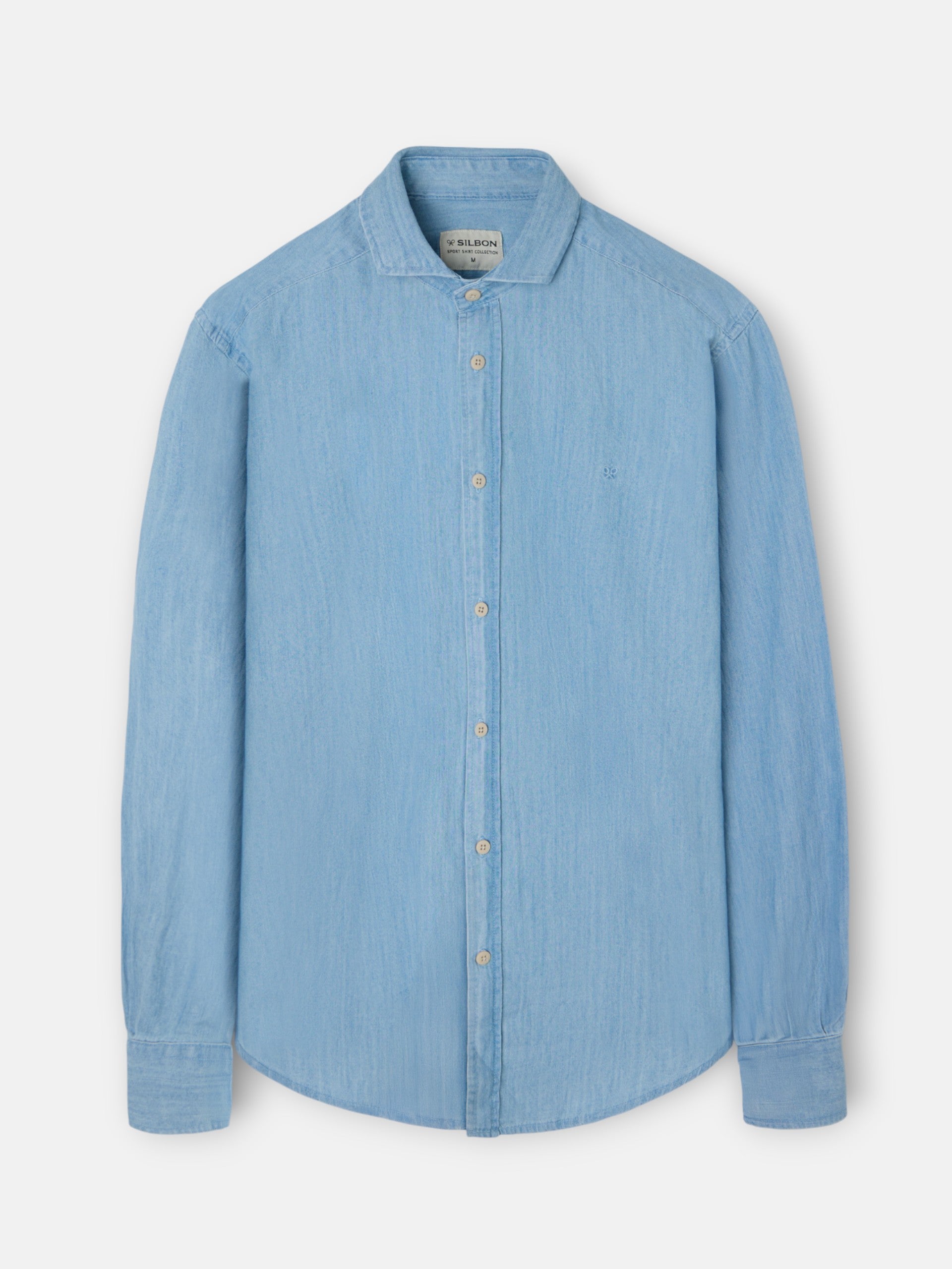 Chemise sport en jean bleu clair à coupe découpée