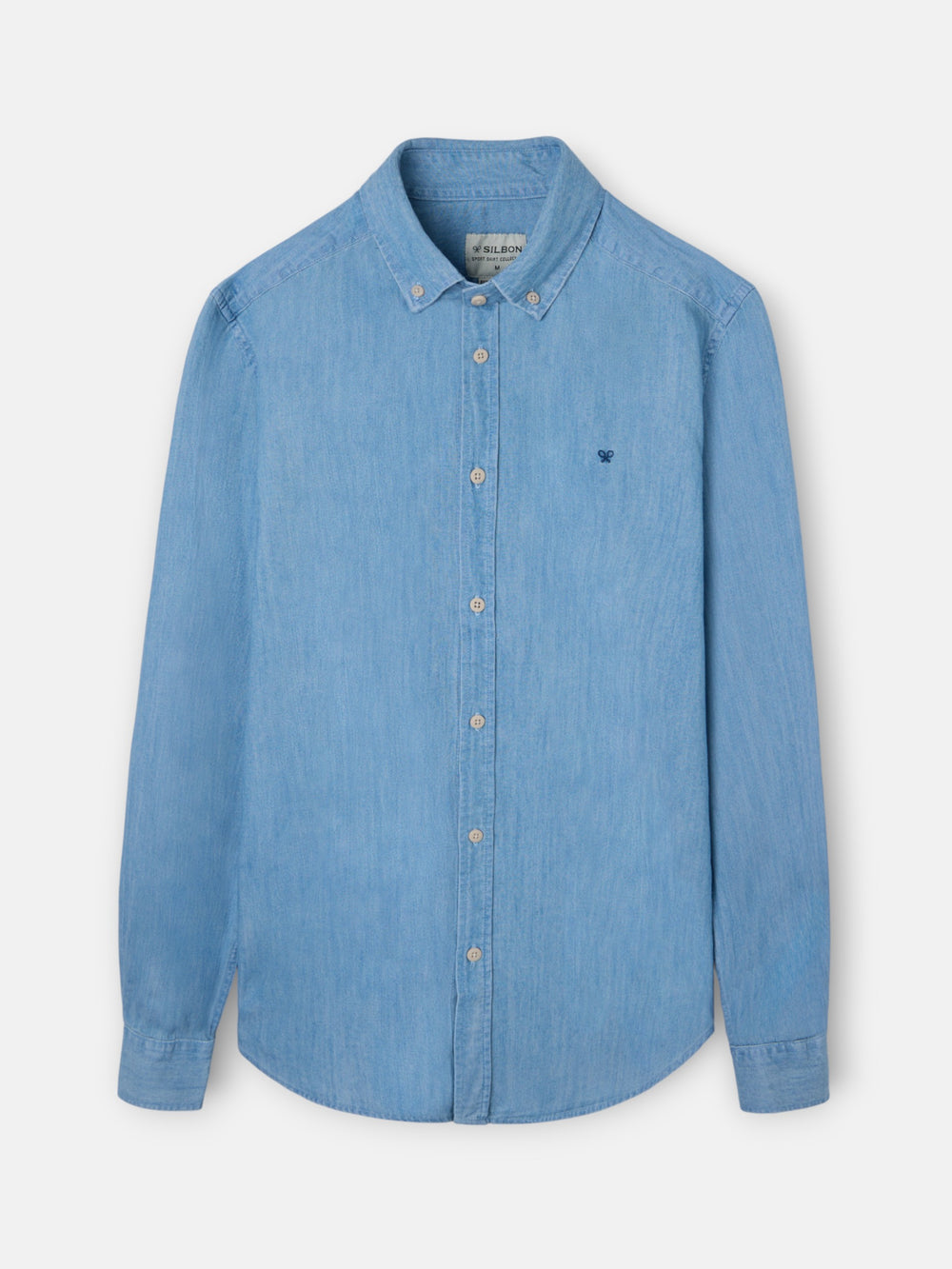 Chemise sport en jean bleu clair coupe classique