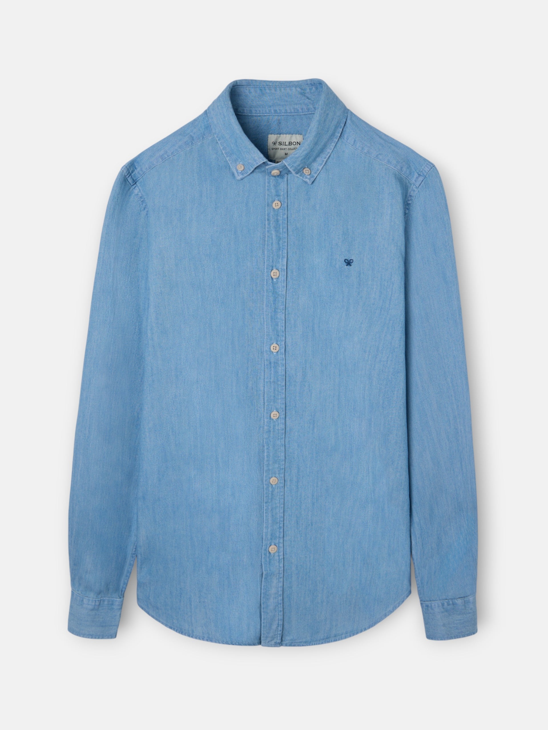 Camisa desportiva de ganga regular fit azul claro