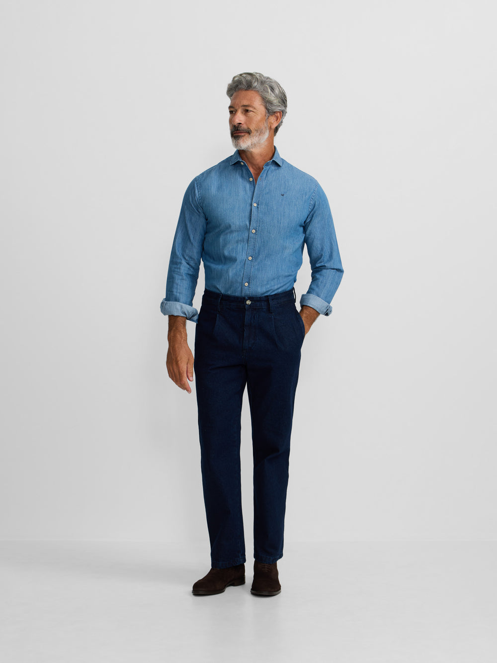 Chemise de sport en jean bleu marine