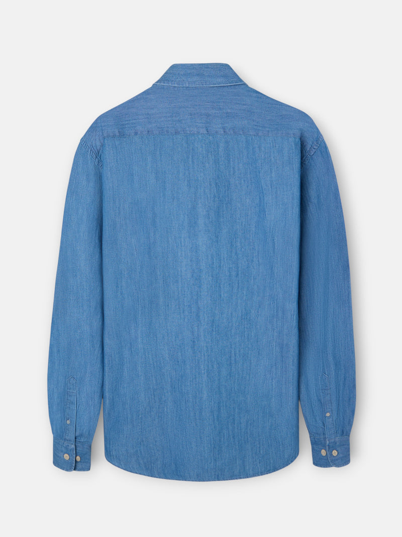 Camisa sport denim azul marinho