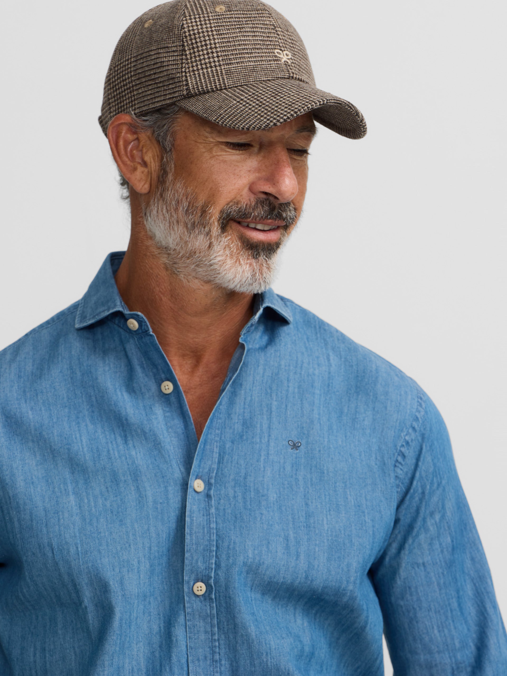 Camisa desportiva denim azul marinho