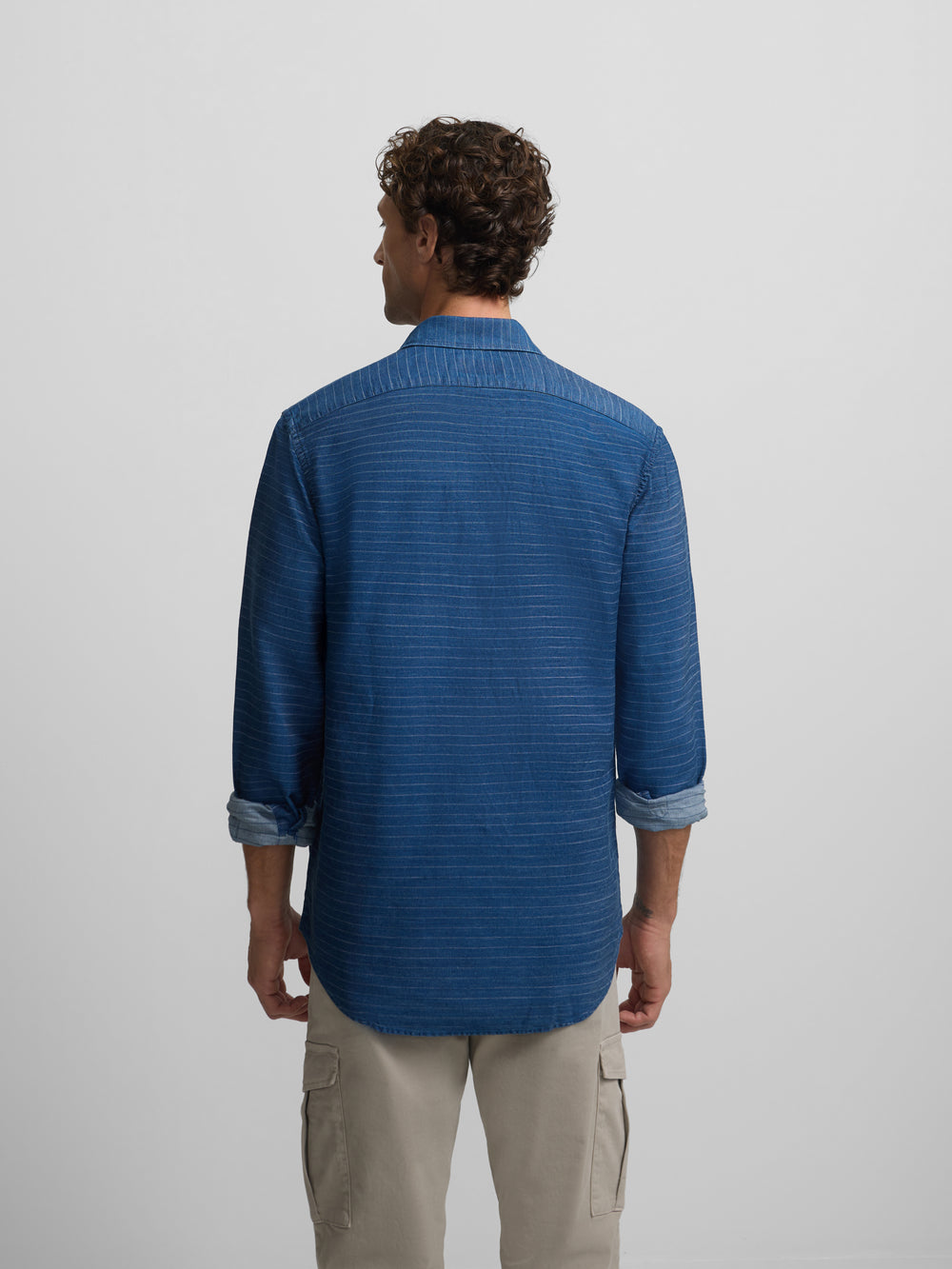 polo de sport à rayures en denim