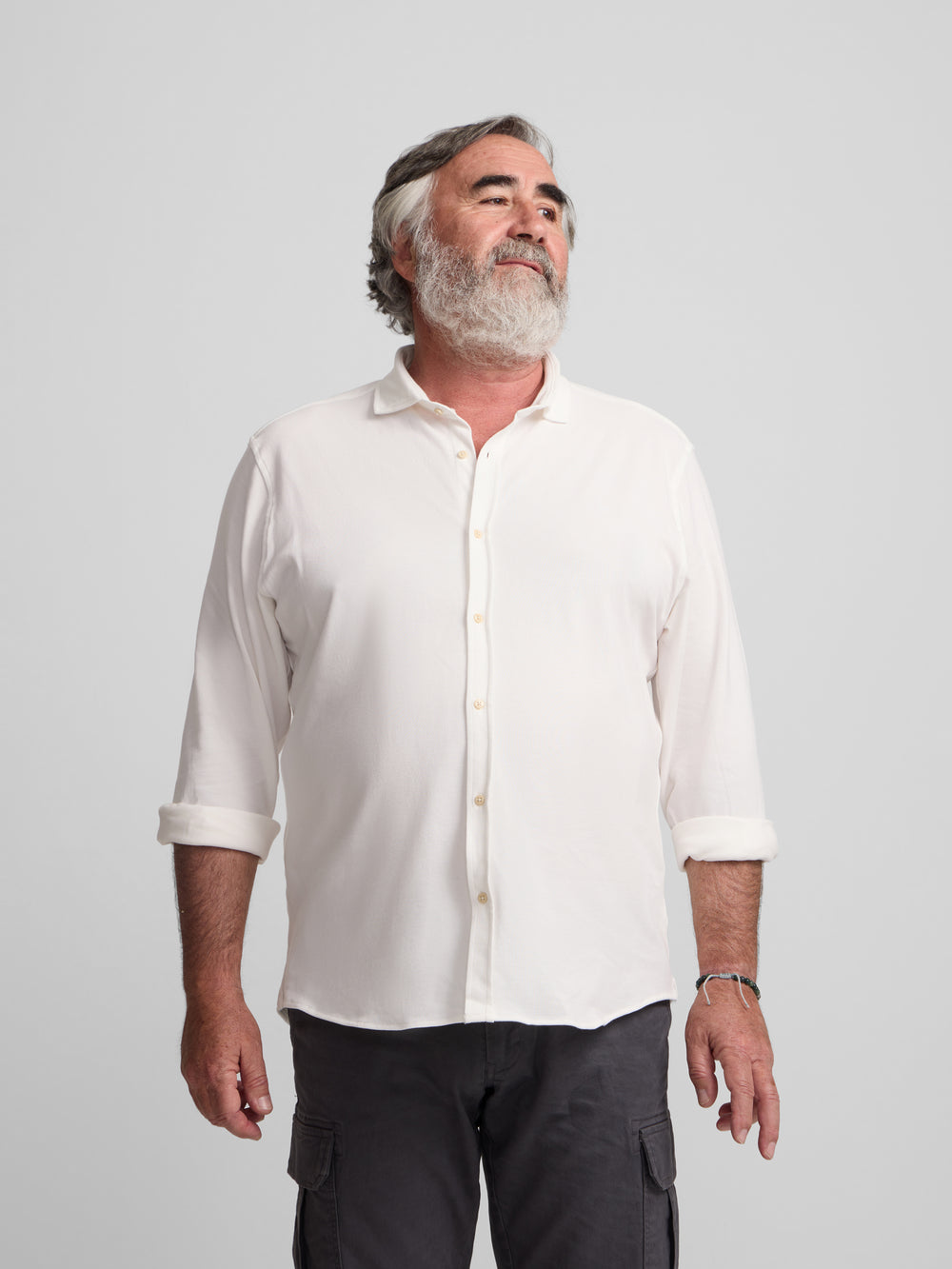 White structured racket sport shirt
