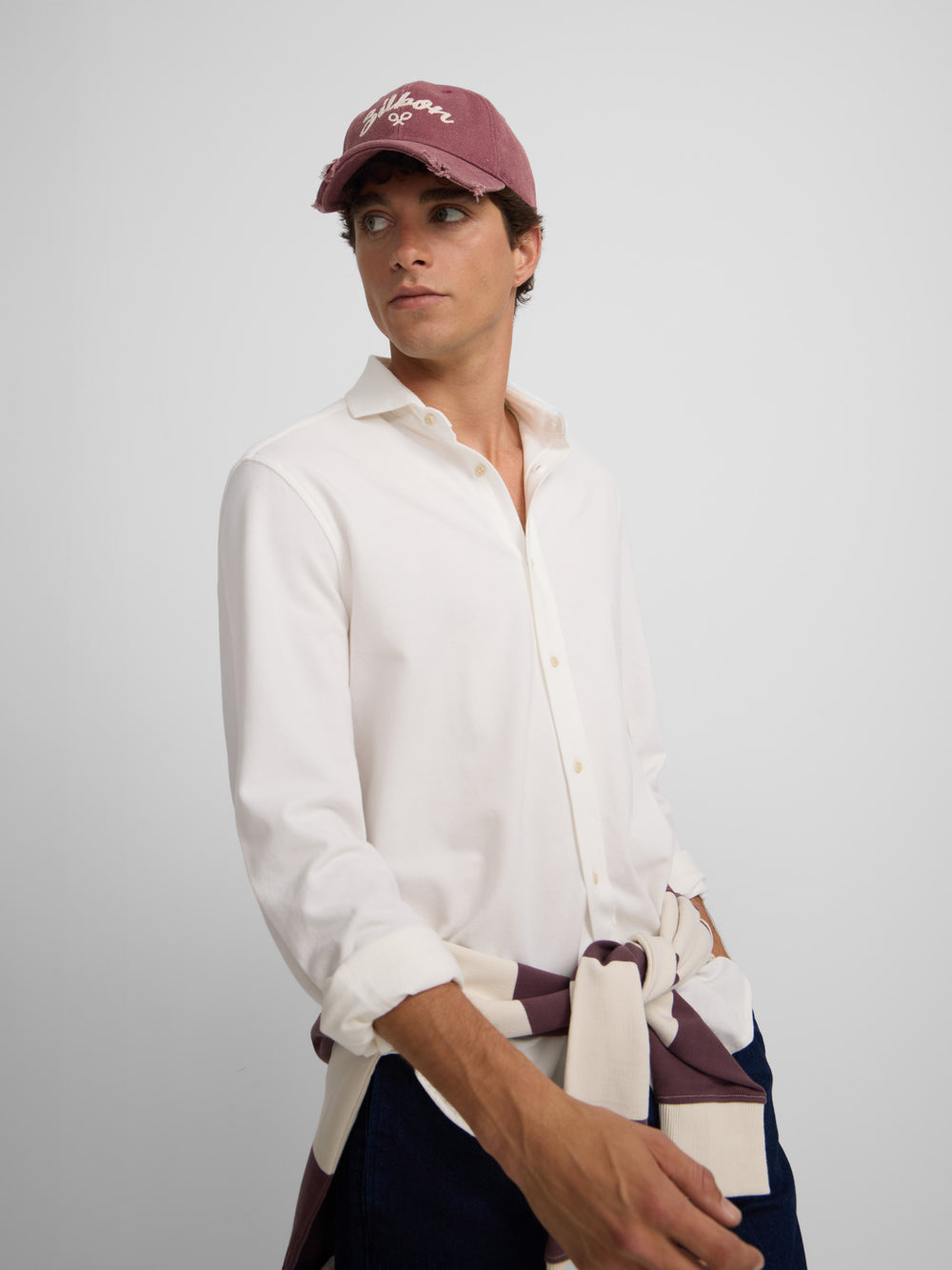 White structured racket sport shirt