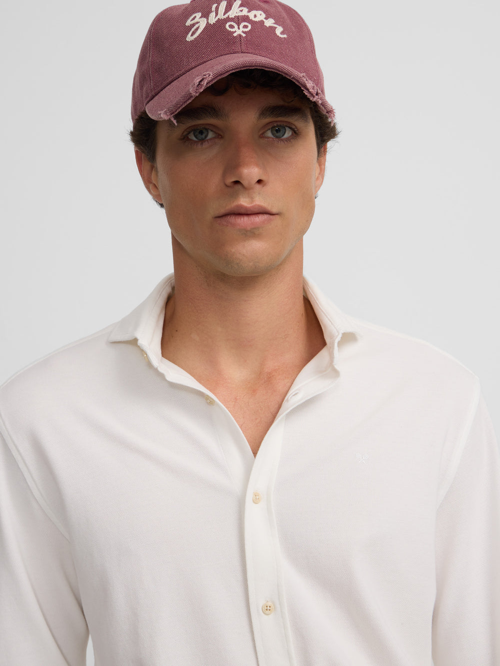 White structured racket sport shirt