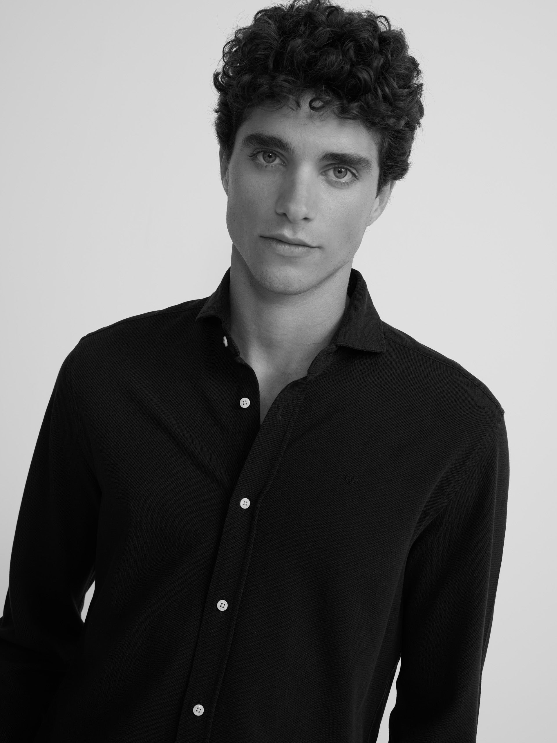 Navy micropique comfort sport shirt