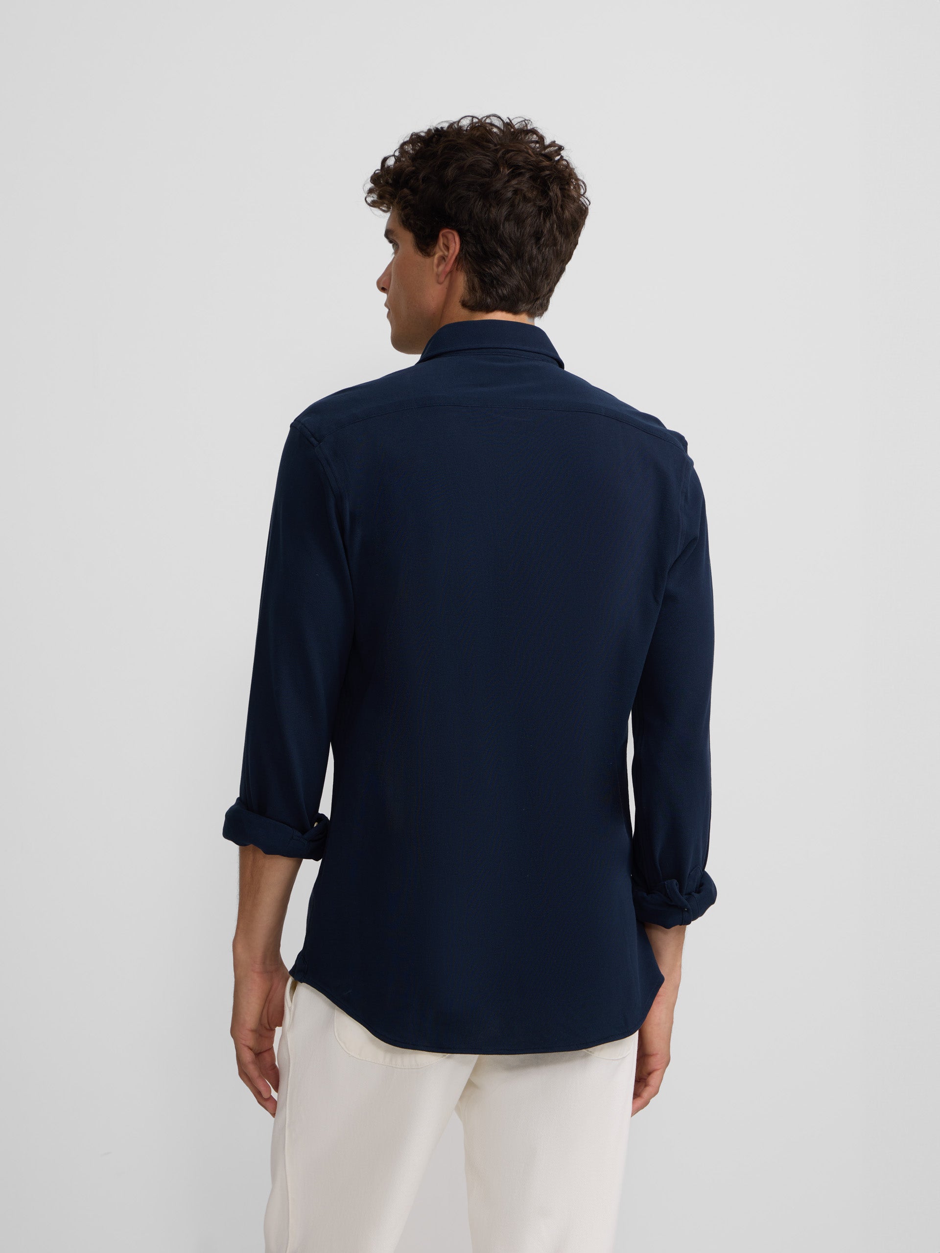 Navy micropique comfort sport shirt