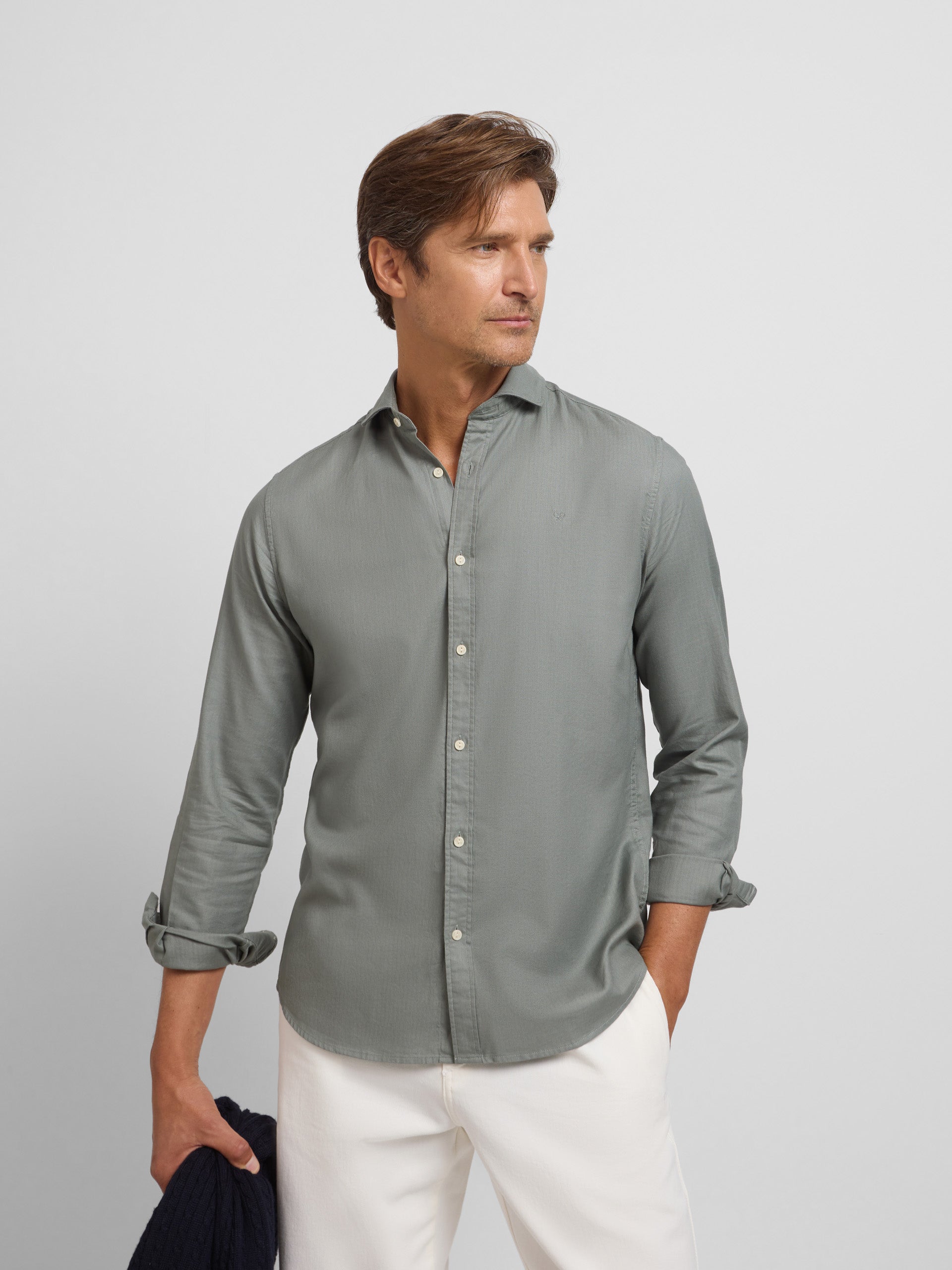 Camisa sport estrutura espinha verde claro