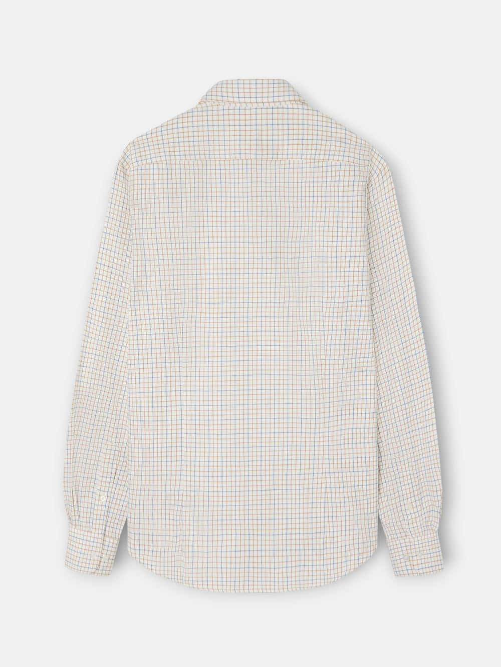 Two-tone checkered sport shirt, mustard blue