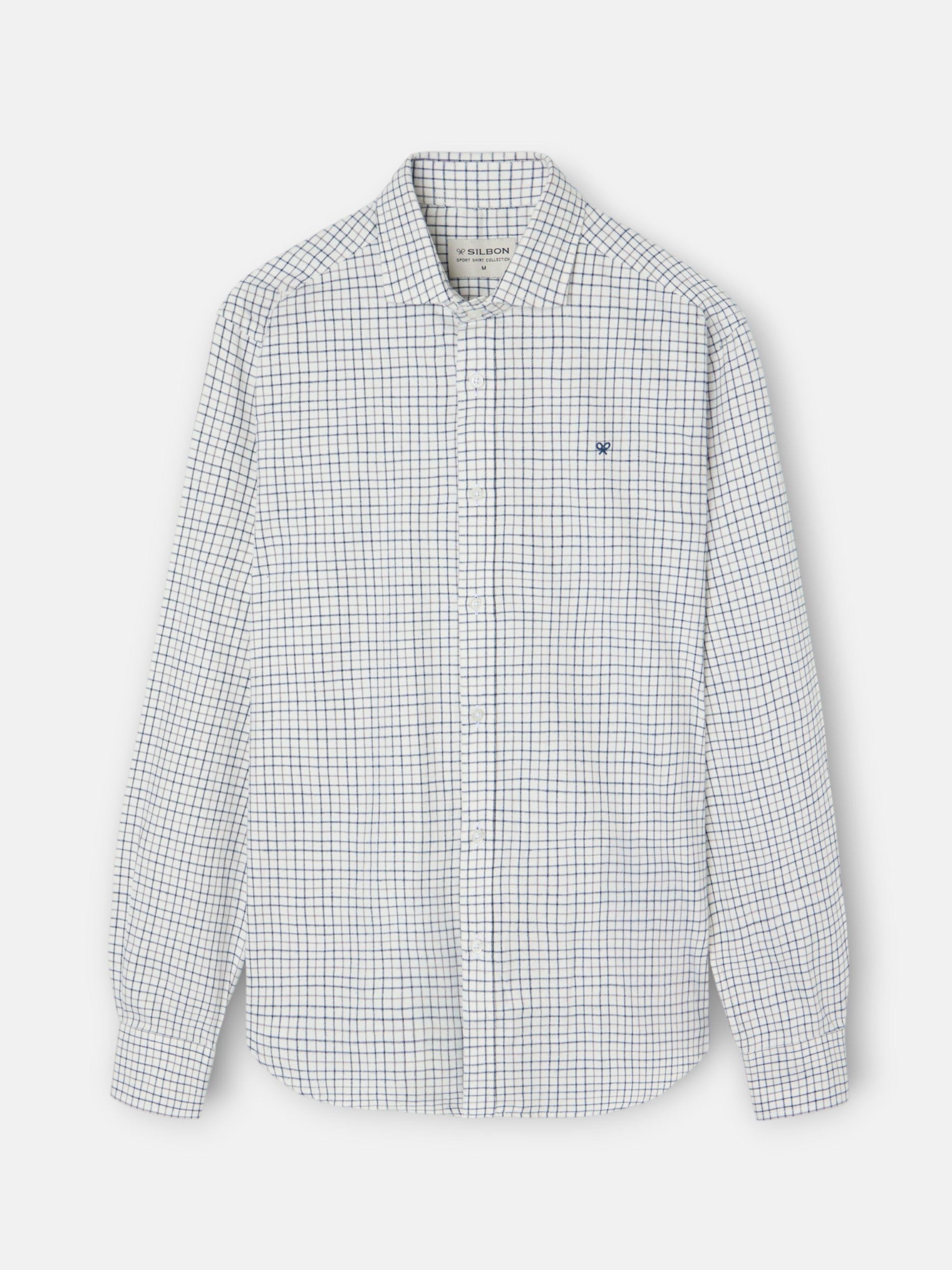 Chemise sport à carreaux bicolores bleu marine et gris