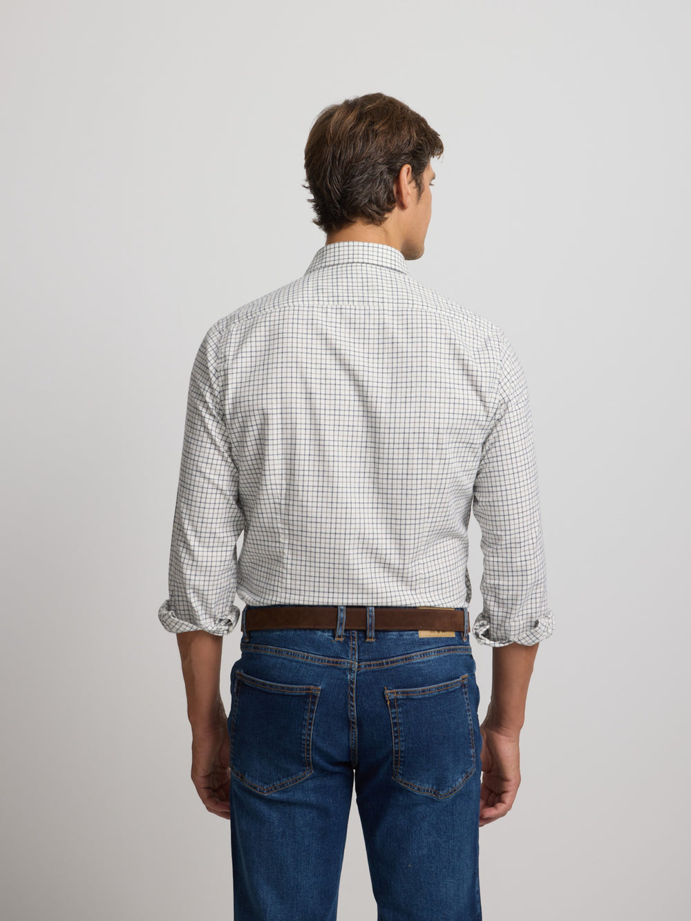 two-tone plaid sport shirt navy grey