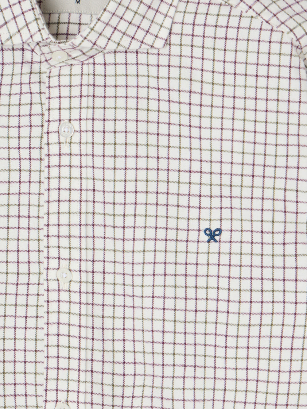 Two-tone plaid sport shirt in burgundy and green