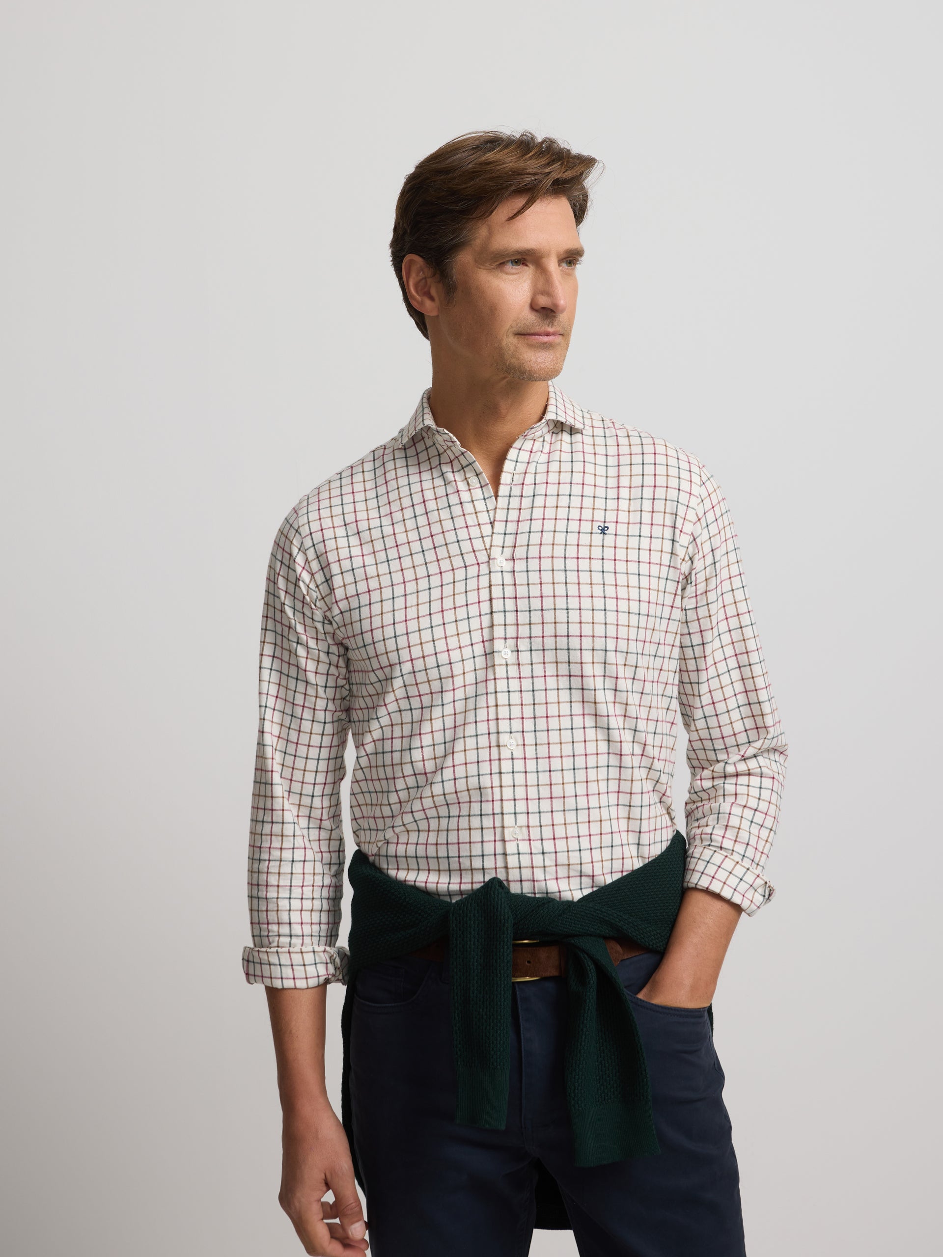 chemise sport à carreaux tricolores à grands carreaux