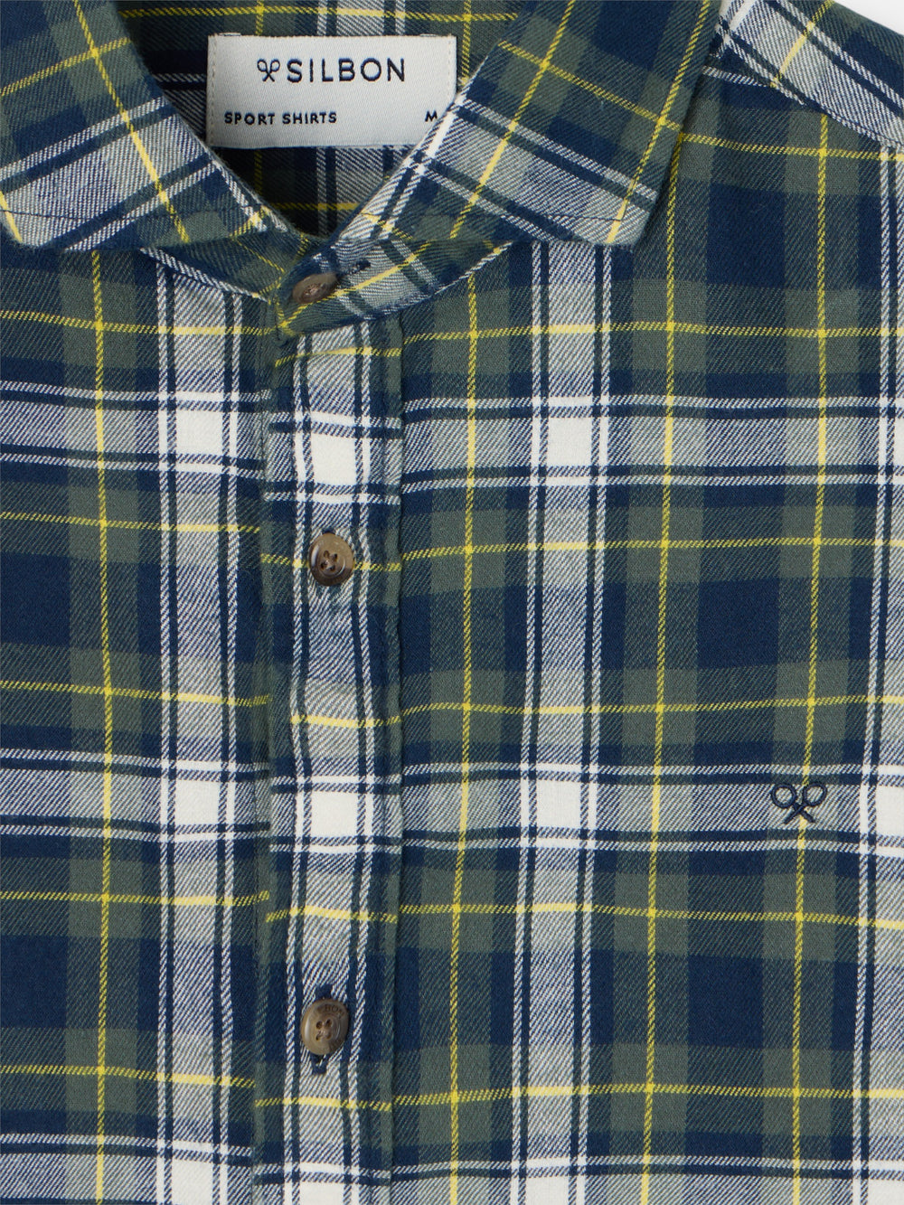 Blue and green two-tone tartan plaid sport shirt
