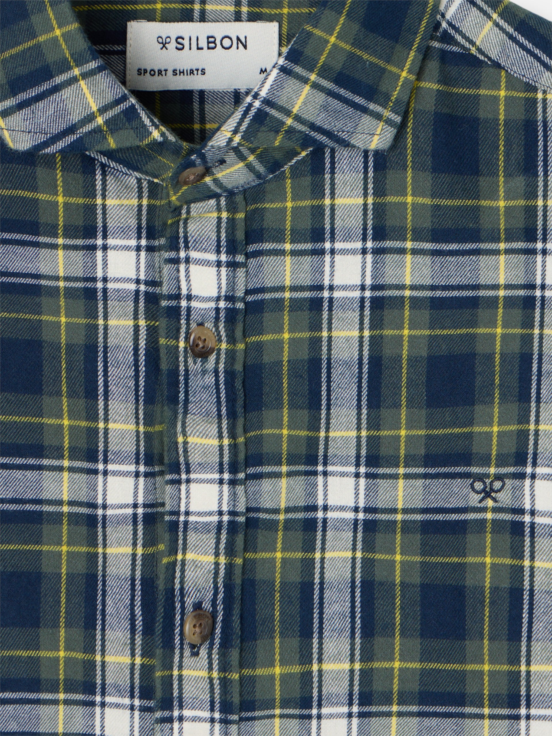 Blue and green two-tone tartan plaid sport shirt
