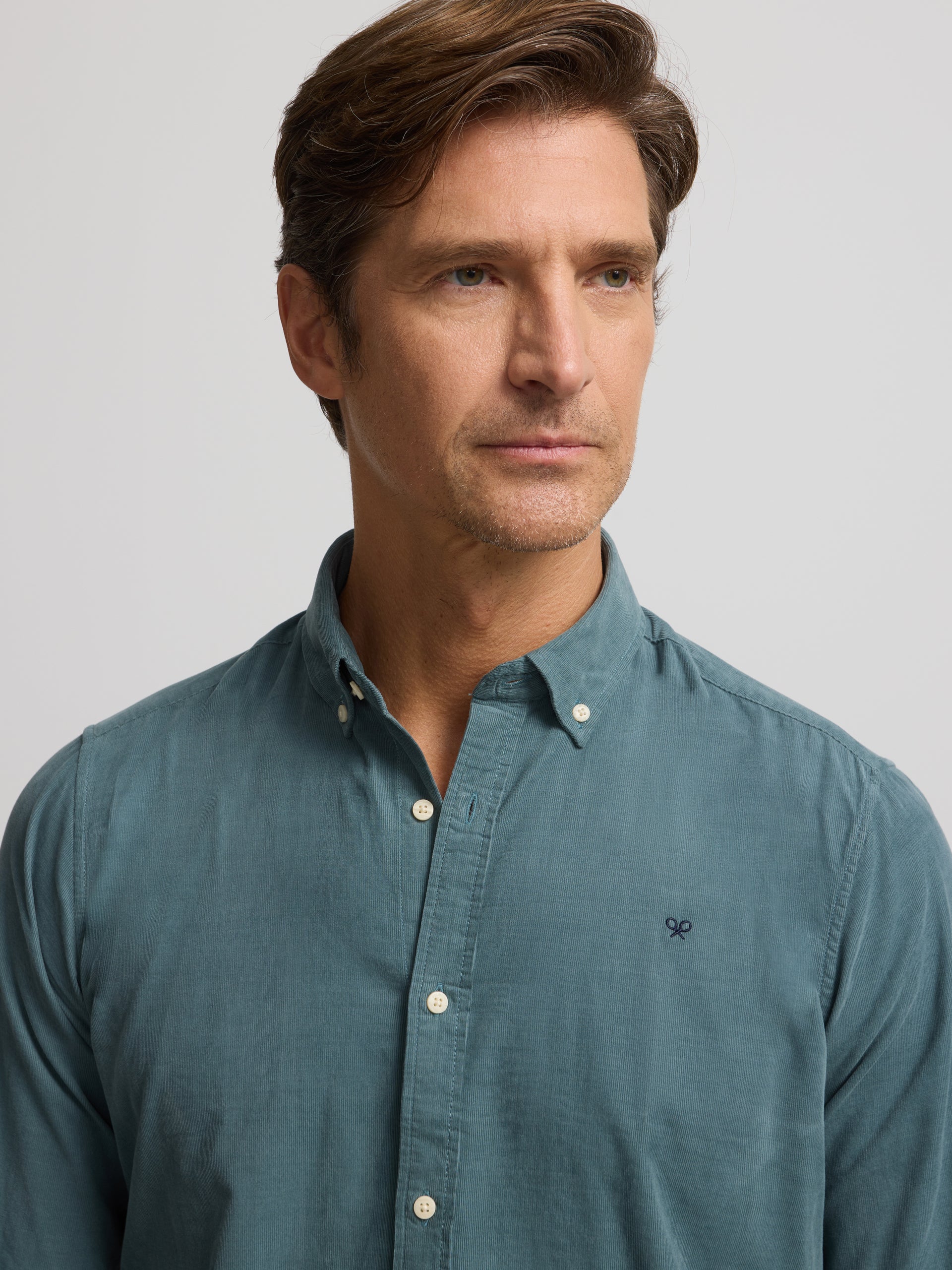 petrol blue corduroy sport shirt