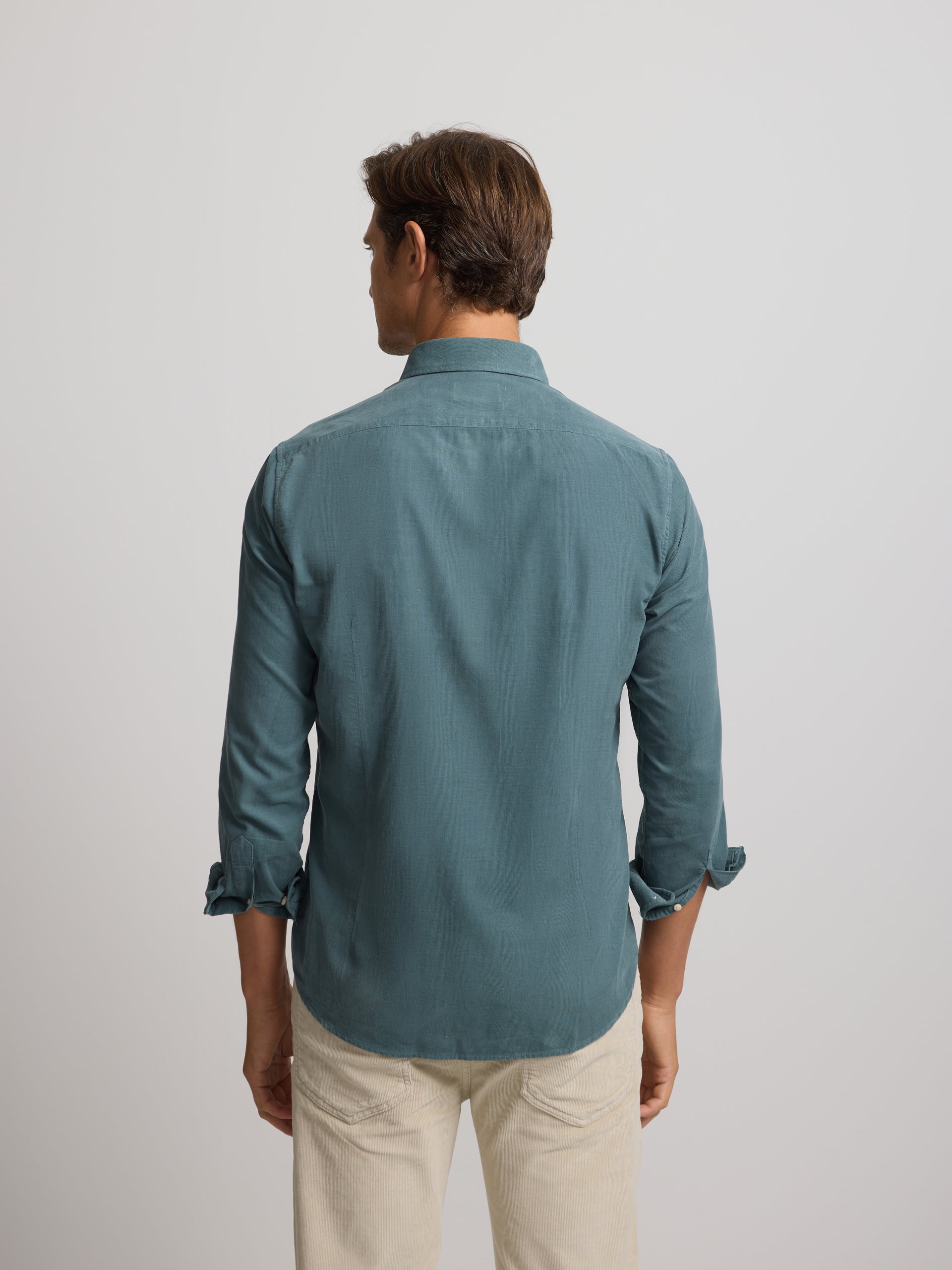 petrol blue corduroy sport shirt