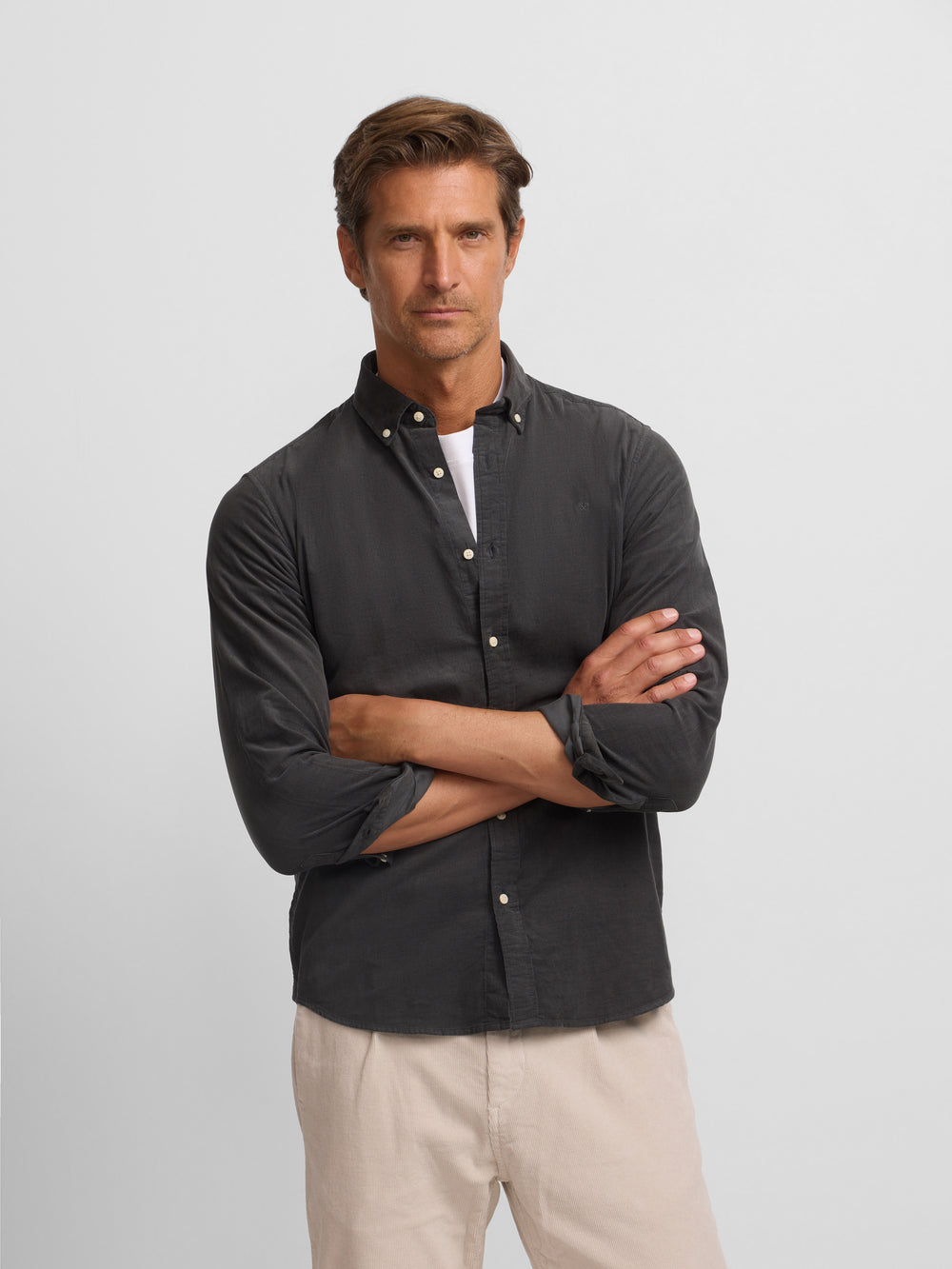 grey corduroy sport shirt