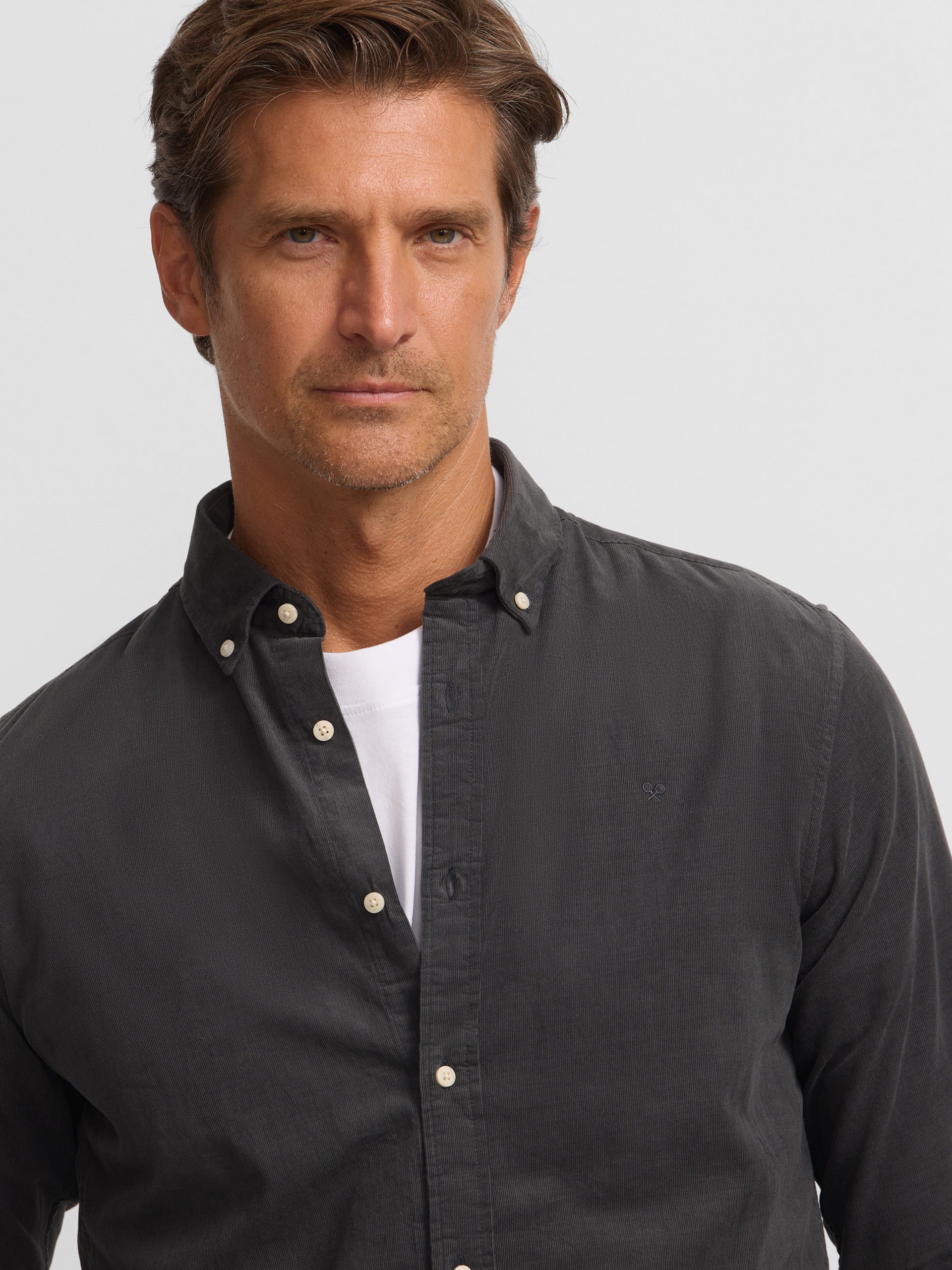 grey corduroy sport shirt