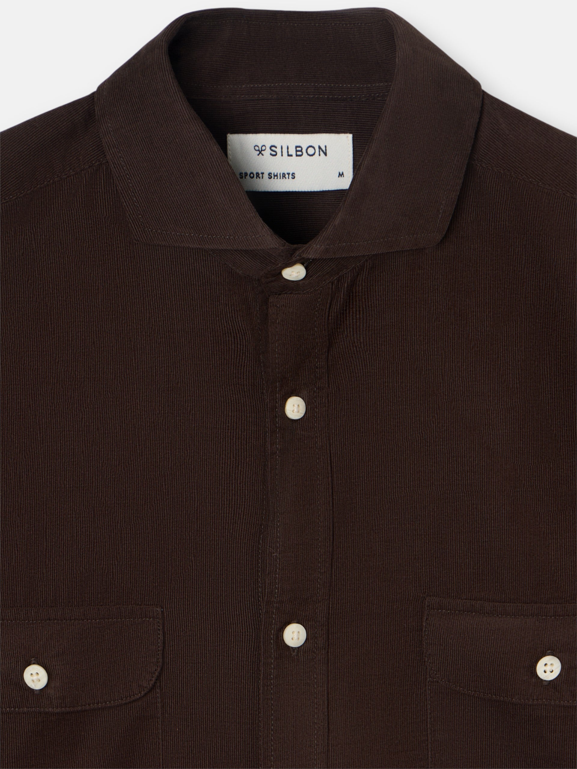 Corduroy sport shirt with brown pockets