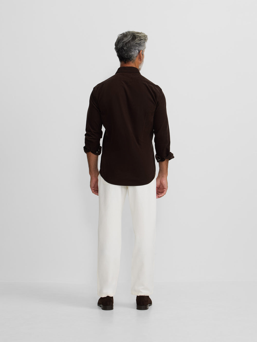 Corduroy sport shirt with brown pockets