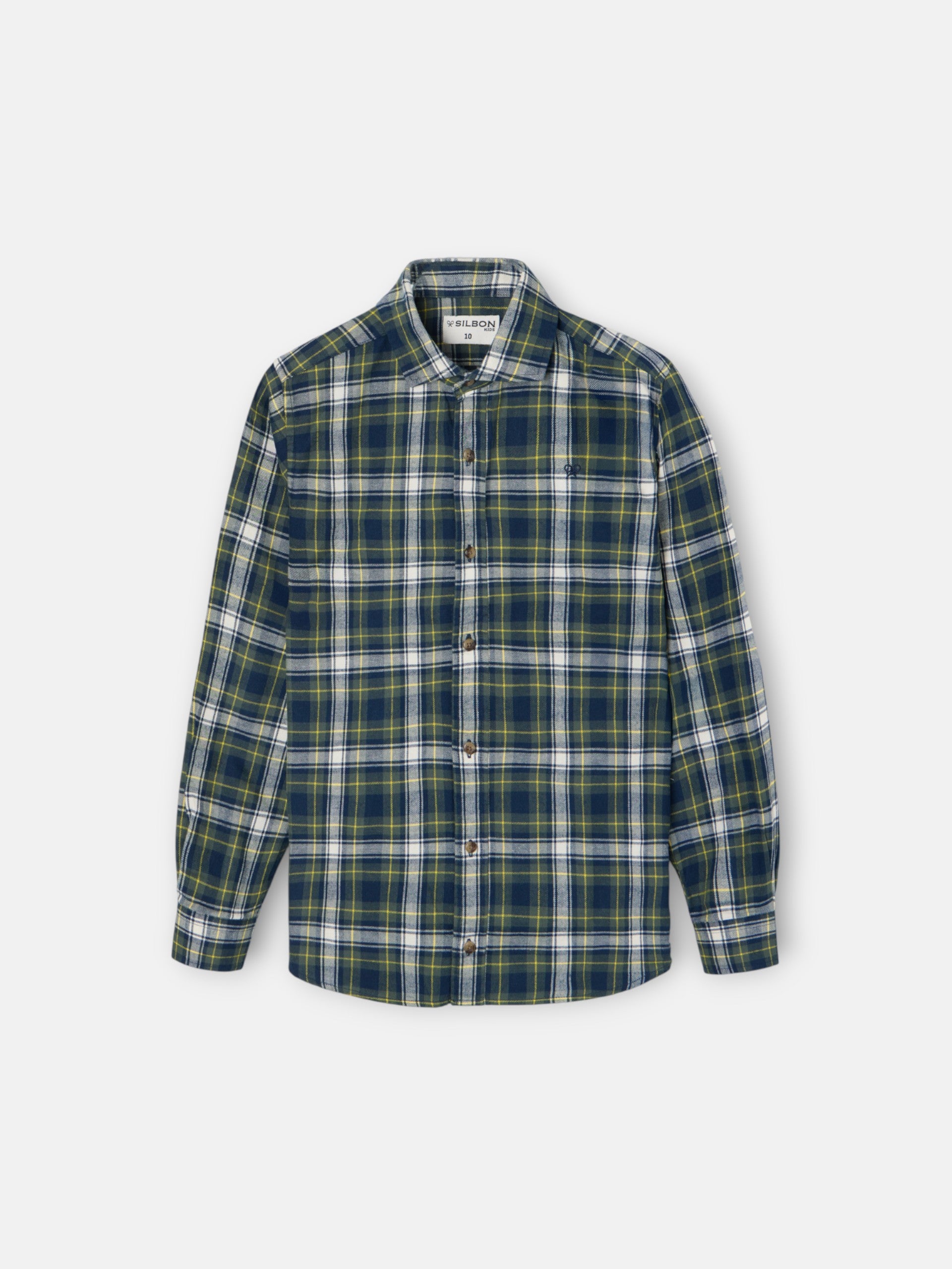 Camisa sport kids cuadro tartan bicolor azul verde