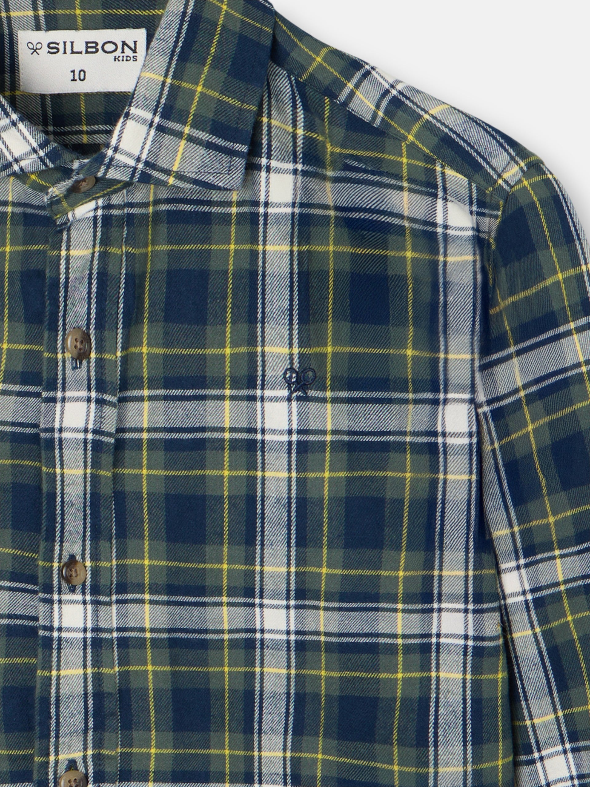 Camisa sport kids cuadro tartan bicolor azul verde