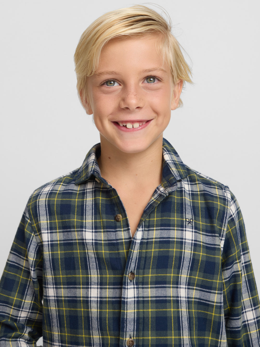 Camisa sport kids cuadro tartan bicolor azul verde