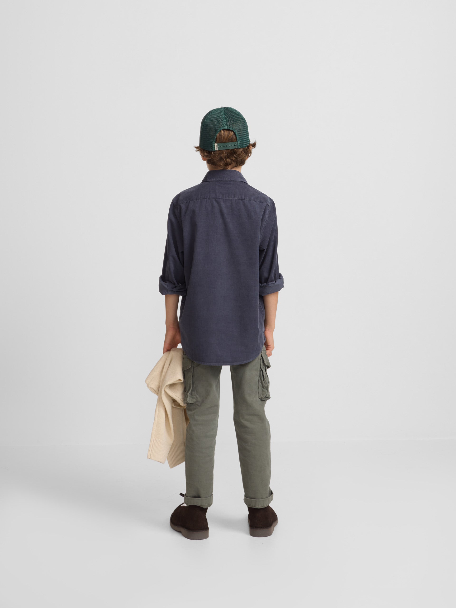 Indigo blue corduroy kids sport shirt