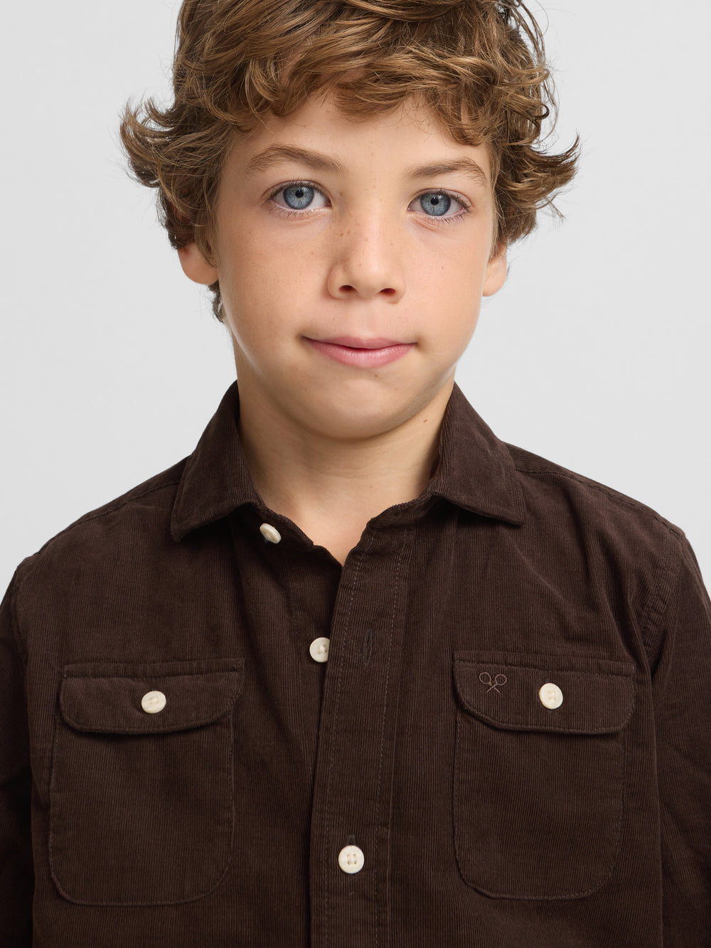 Camisa sport kids pana bolsillos marron