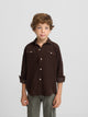 Kids' corduroy sport shirt with pockets, brown