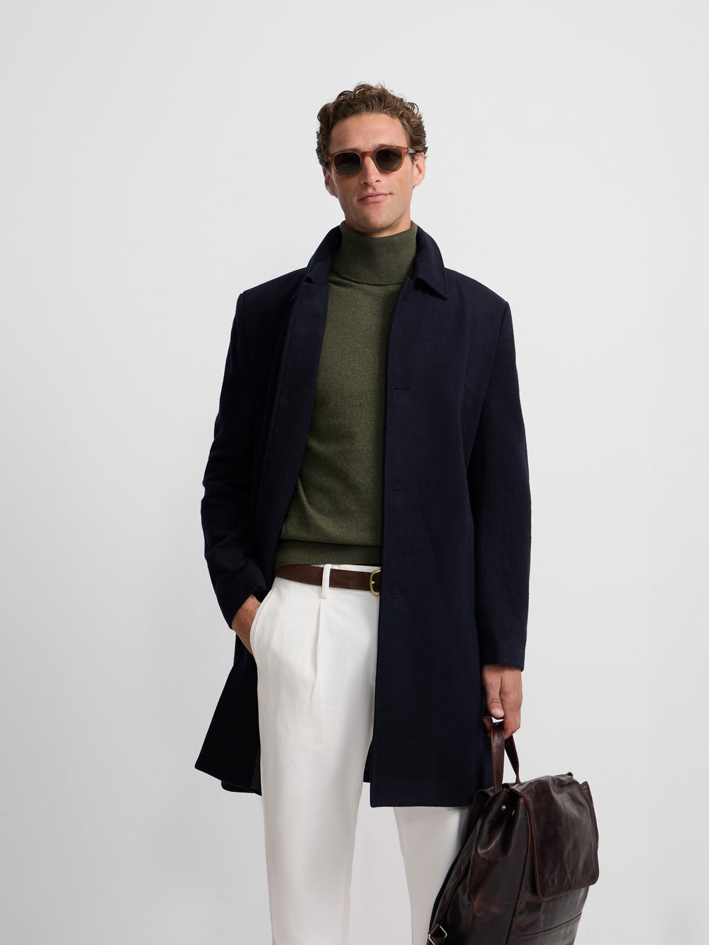 Navy blue straight coat