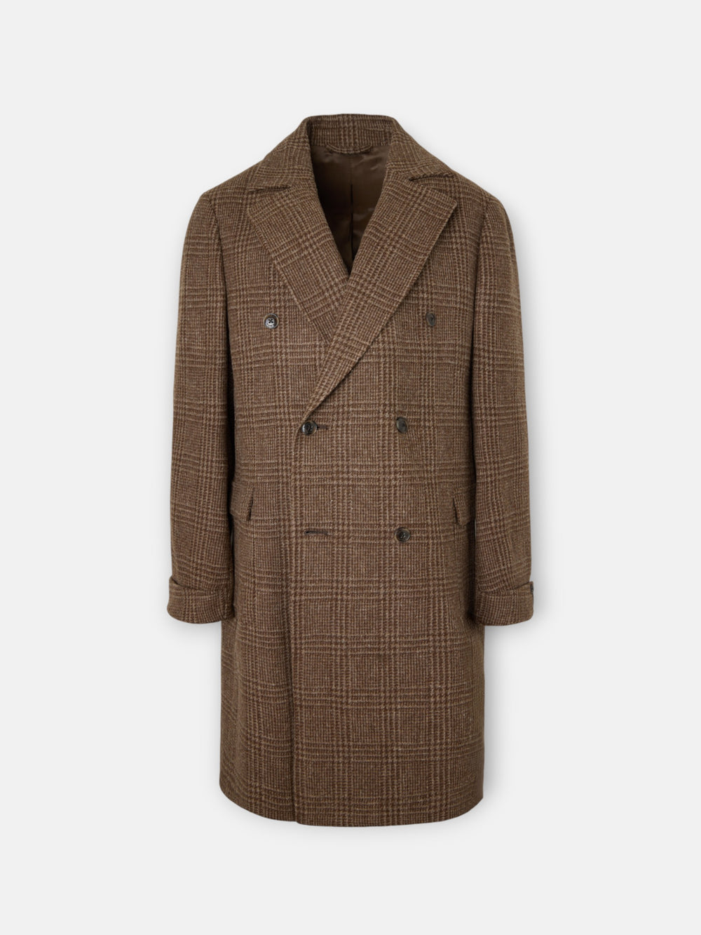 Brown Prince of Wales double-breasted coat