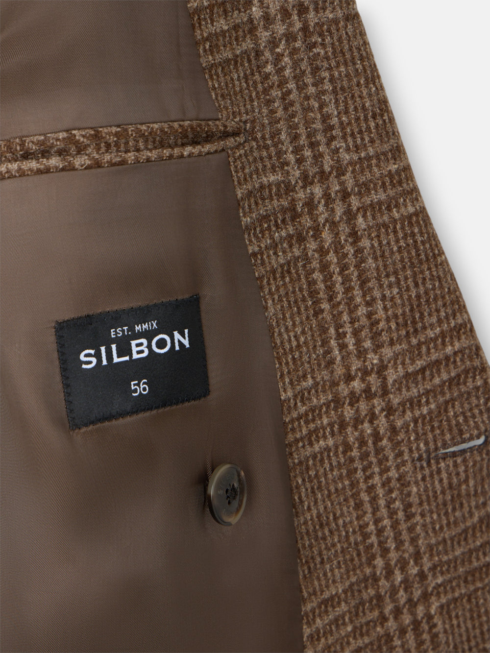 Brown Prince of Wales double-breasted coat