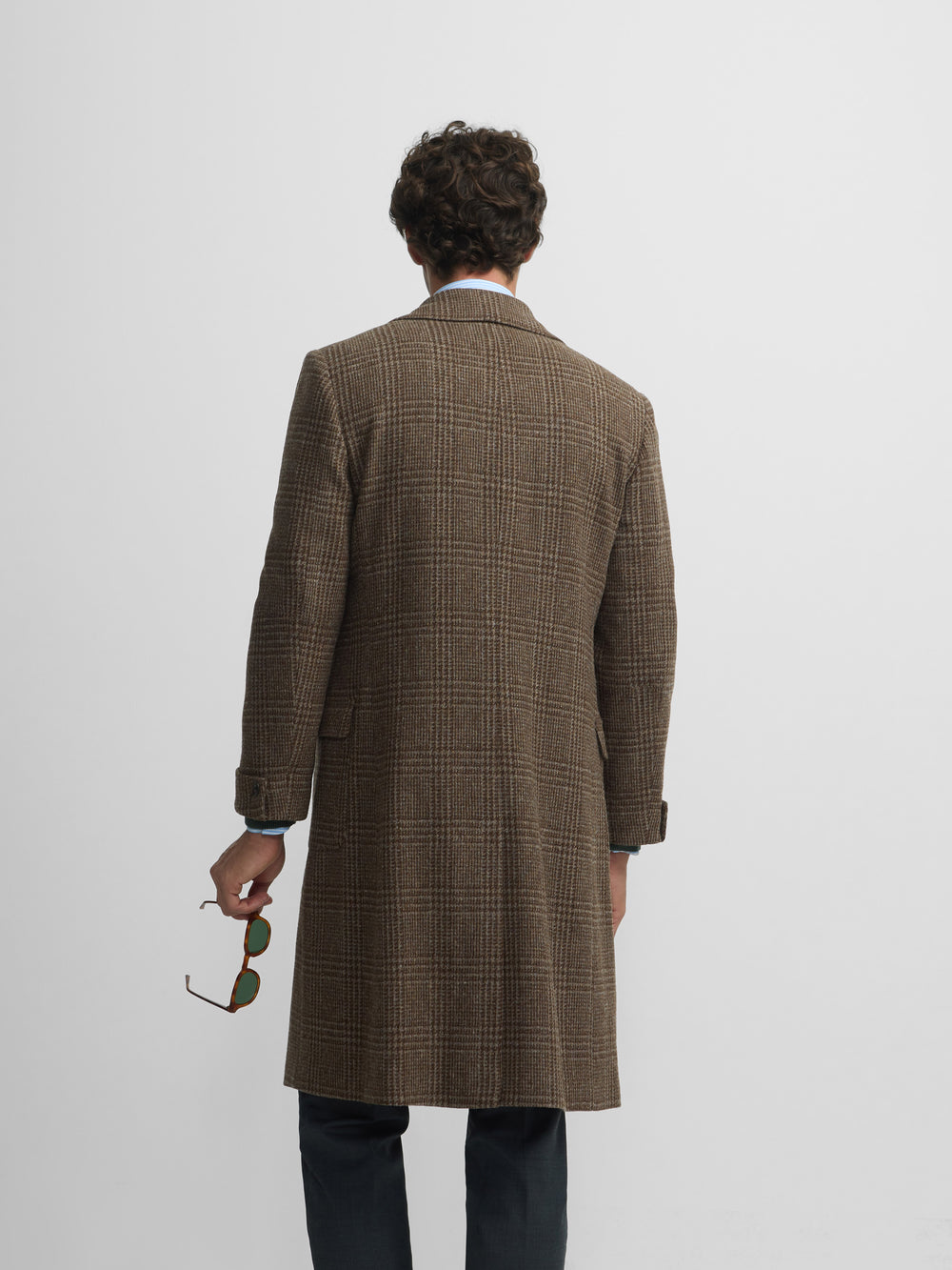 Brown Prince of Wales double-breasted coat