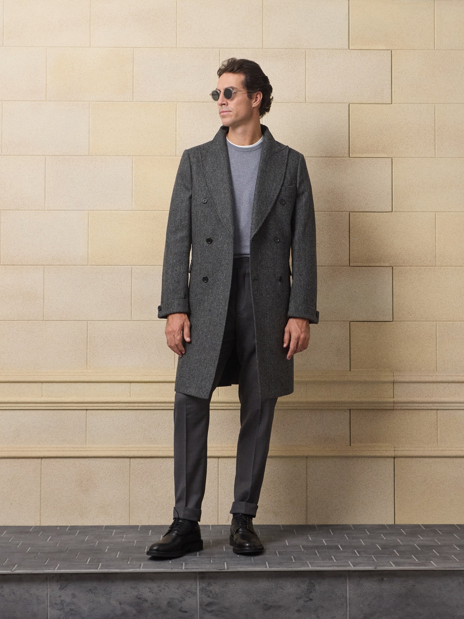 Unique grey herringbone coat