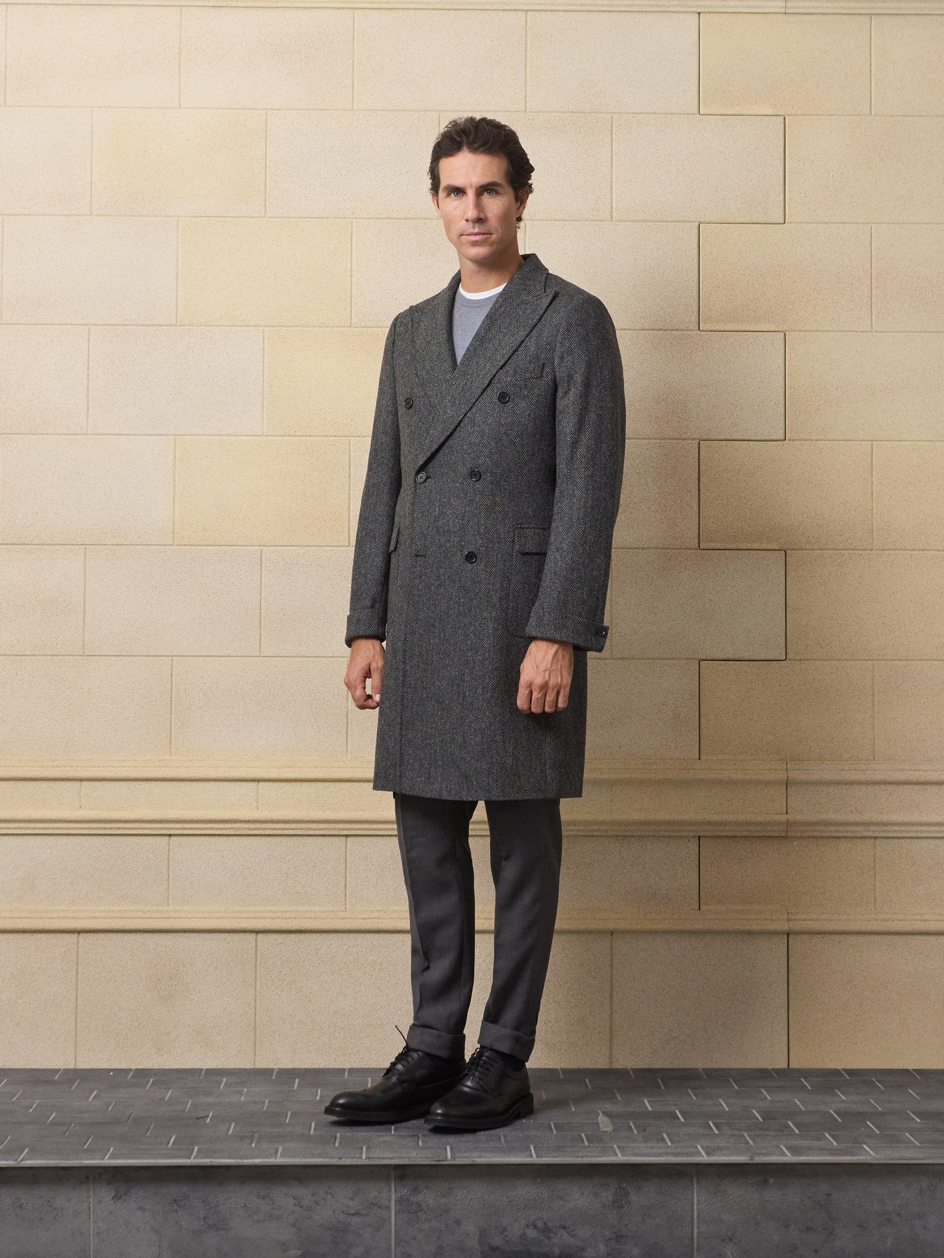 Unique grey herringbone coat