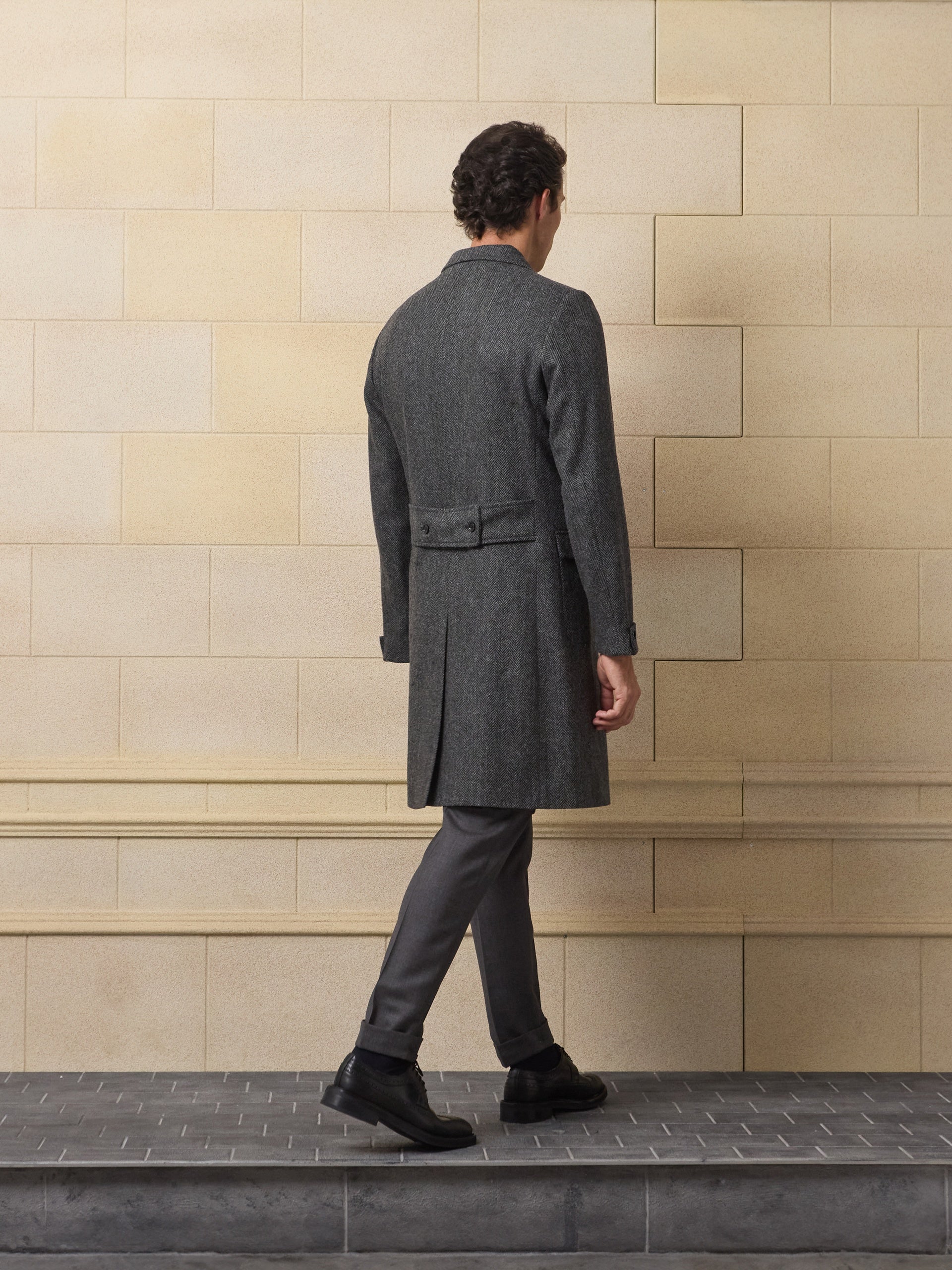 Unique grey herringbone coat