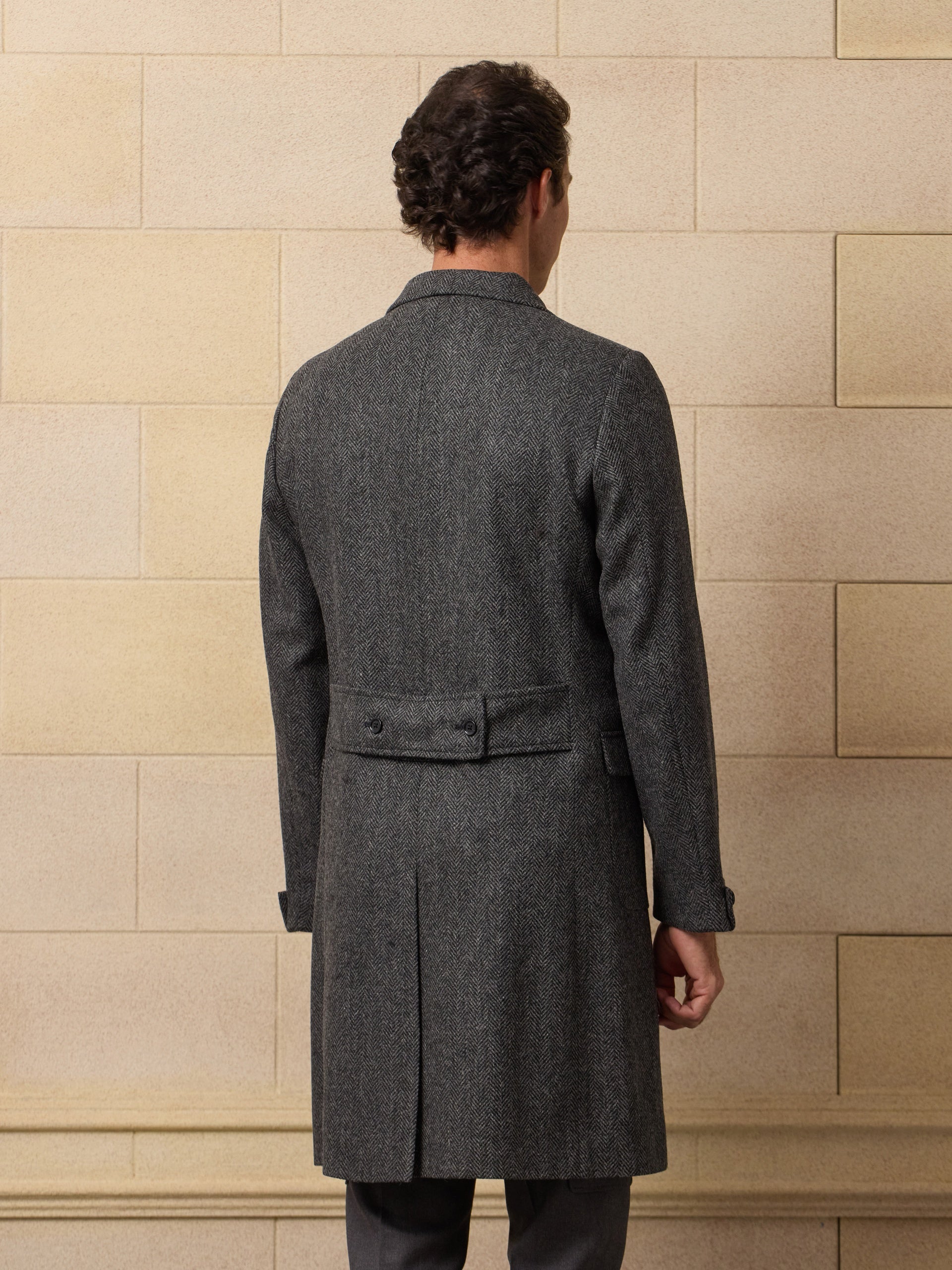 Unique grey herringbone coat