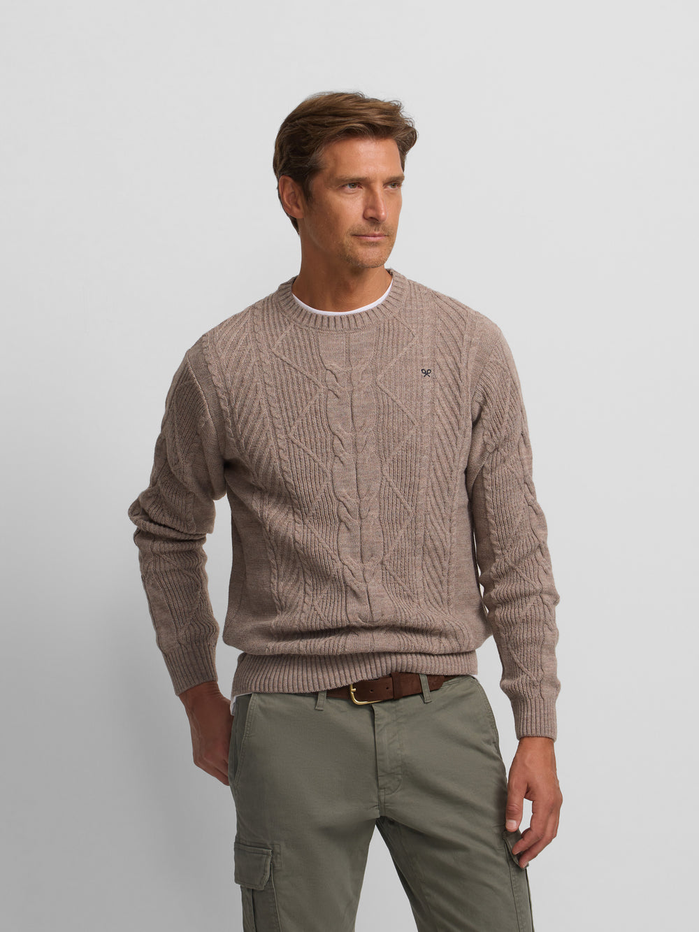 Light brown cable knit sweater